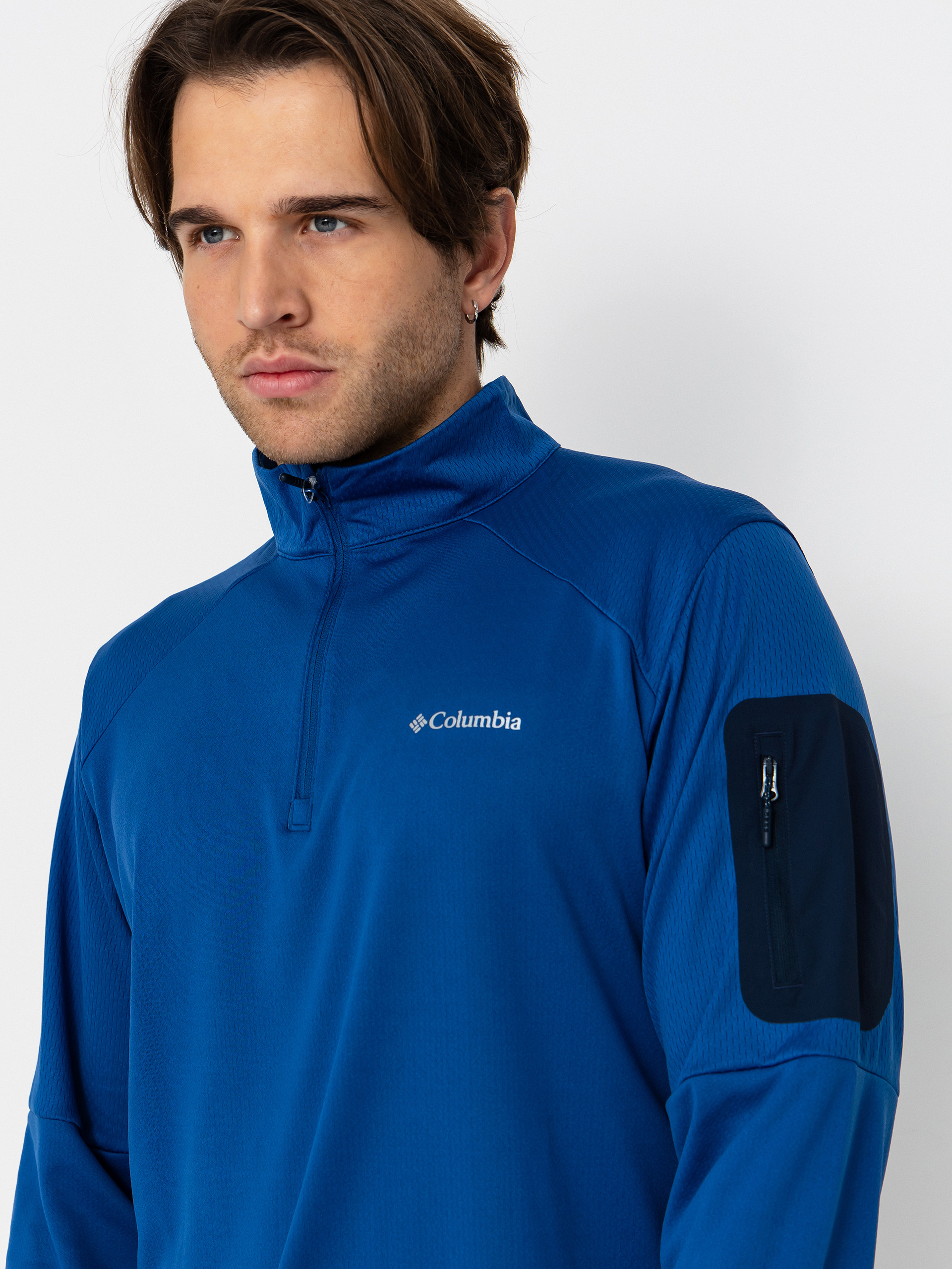 Férfi Polár pulóver Columbia Tech Knit 1/4 Zip (mtn blue/coll)