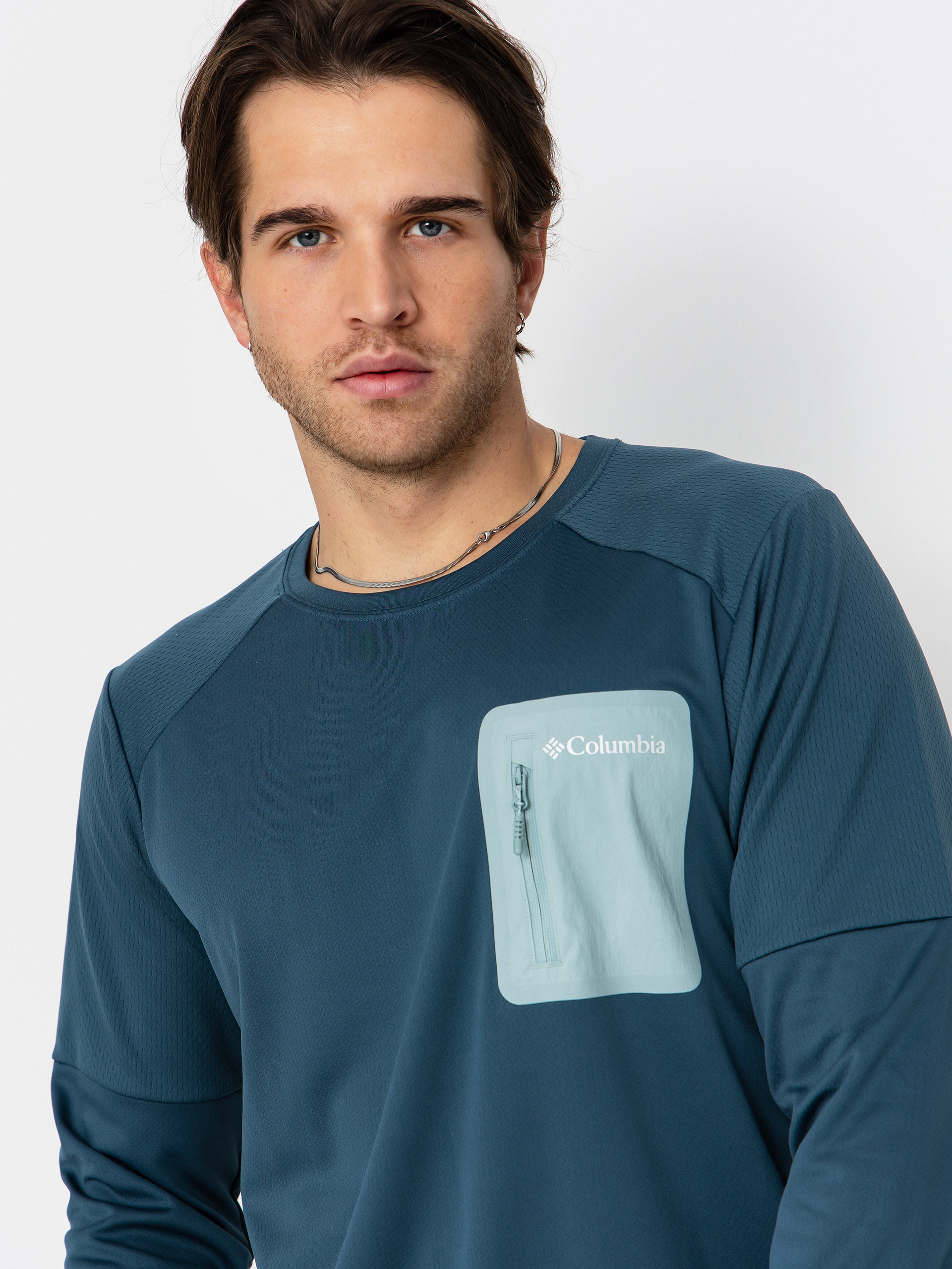 Hosszú ujjú felső Columbia Tech Knit Crew (everblue/crush)