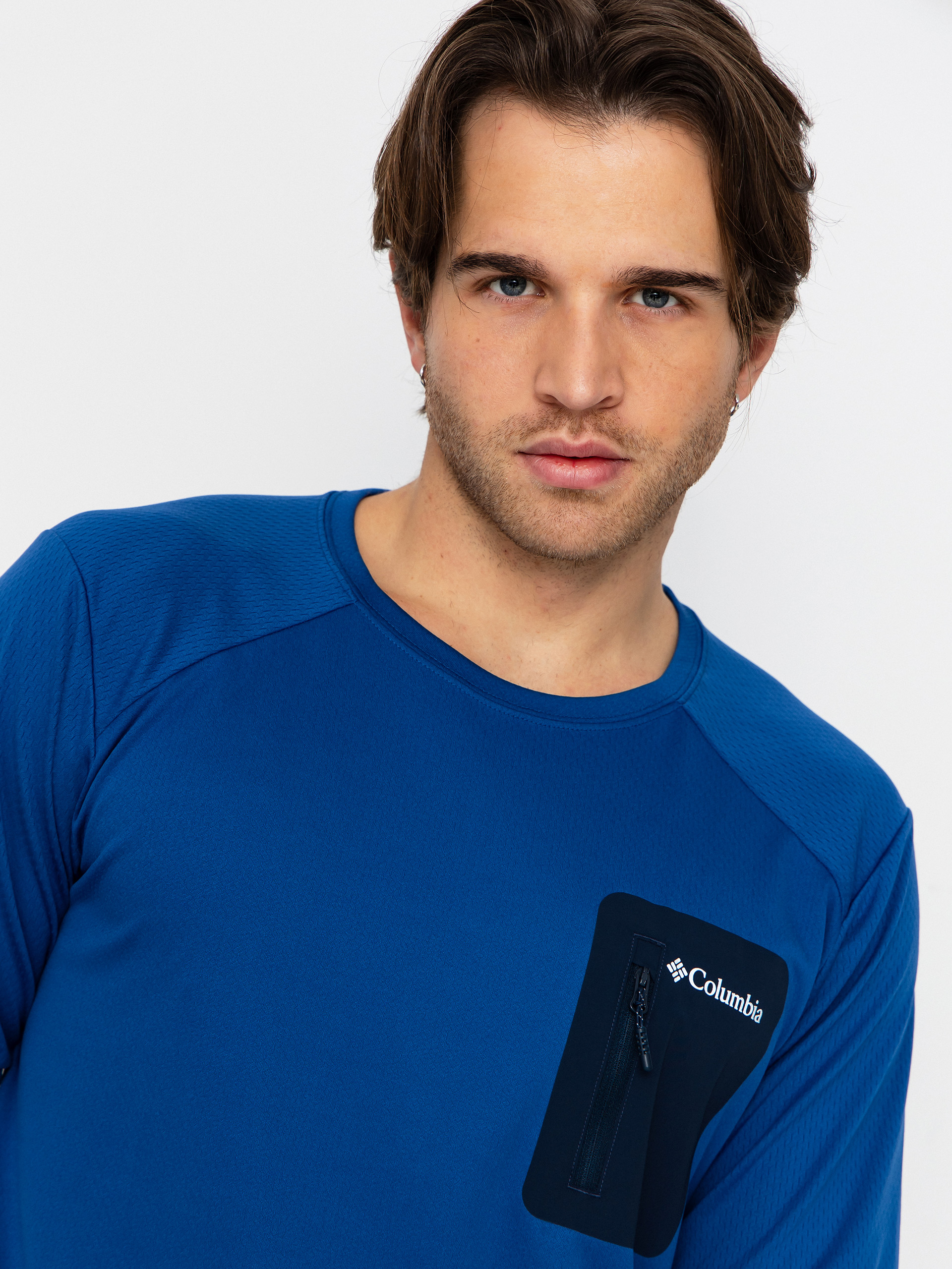 Hosszú ujjú felső Columbia Tech Knit Crew (mtn blue/coll)