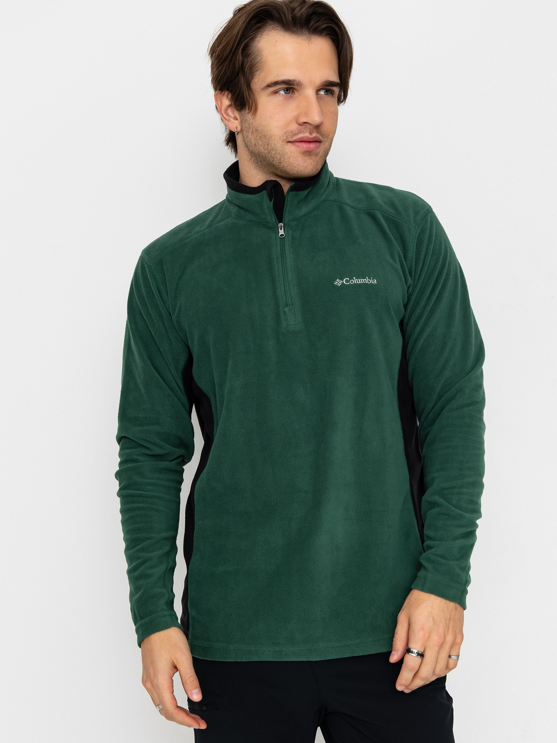 Polár pulóver Columbia Klamath Range II Half Zip (rain forest/black)