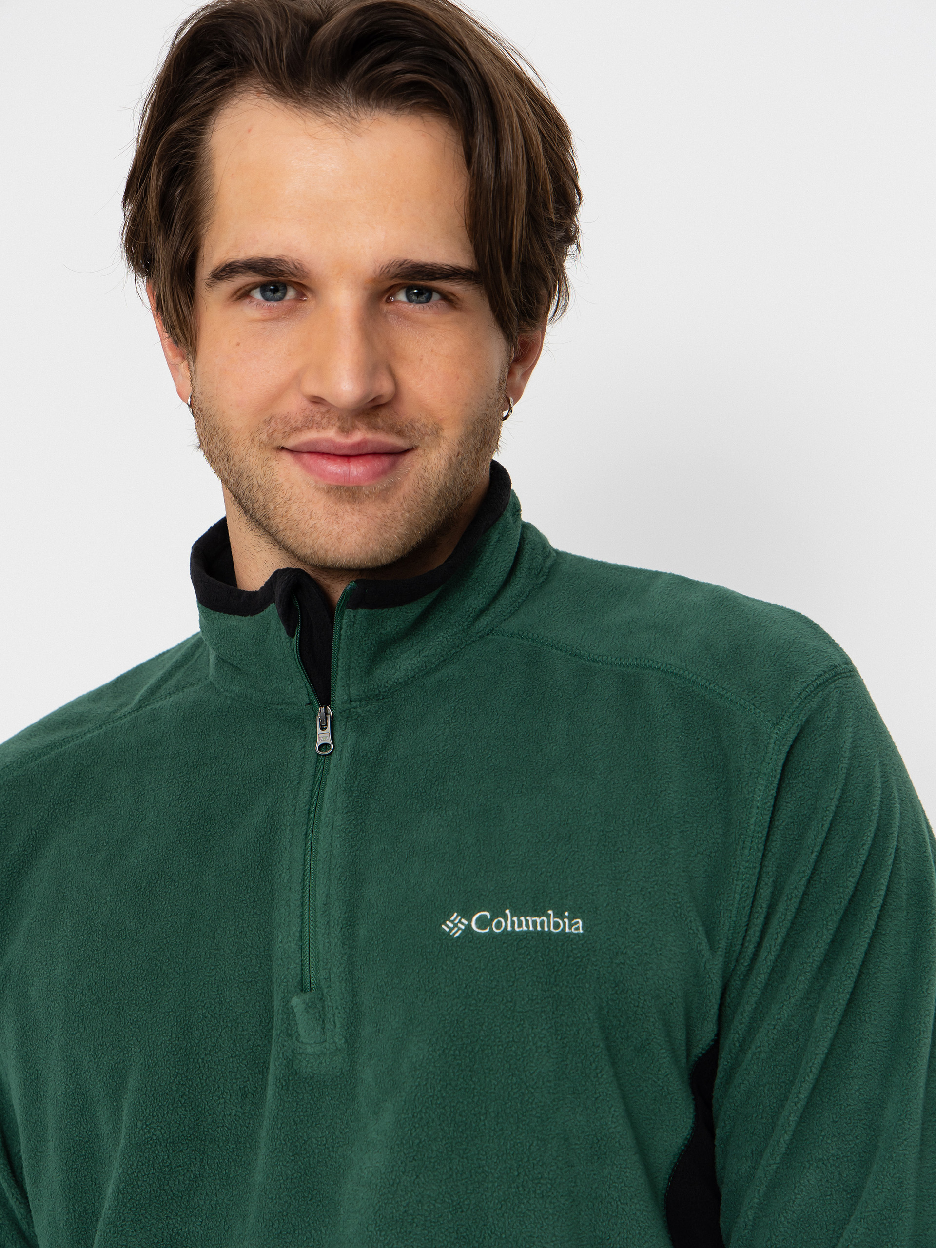 Férfi Polár pulóver Columbia Klamath Range II Half Zip (rain forest/black)