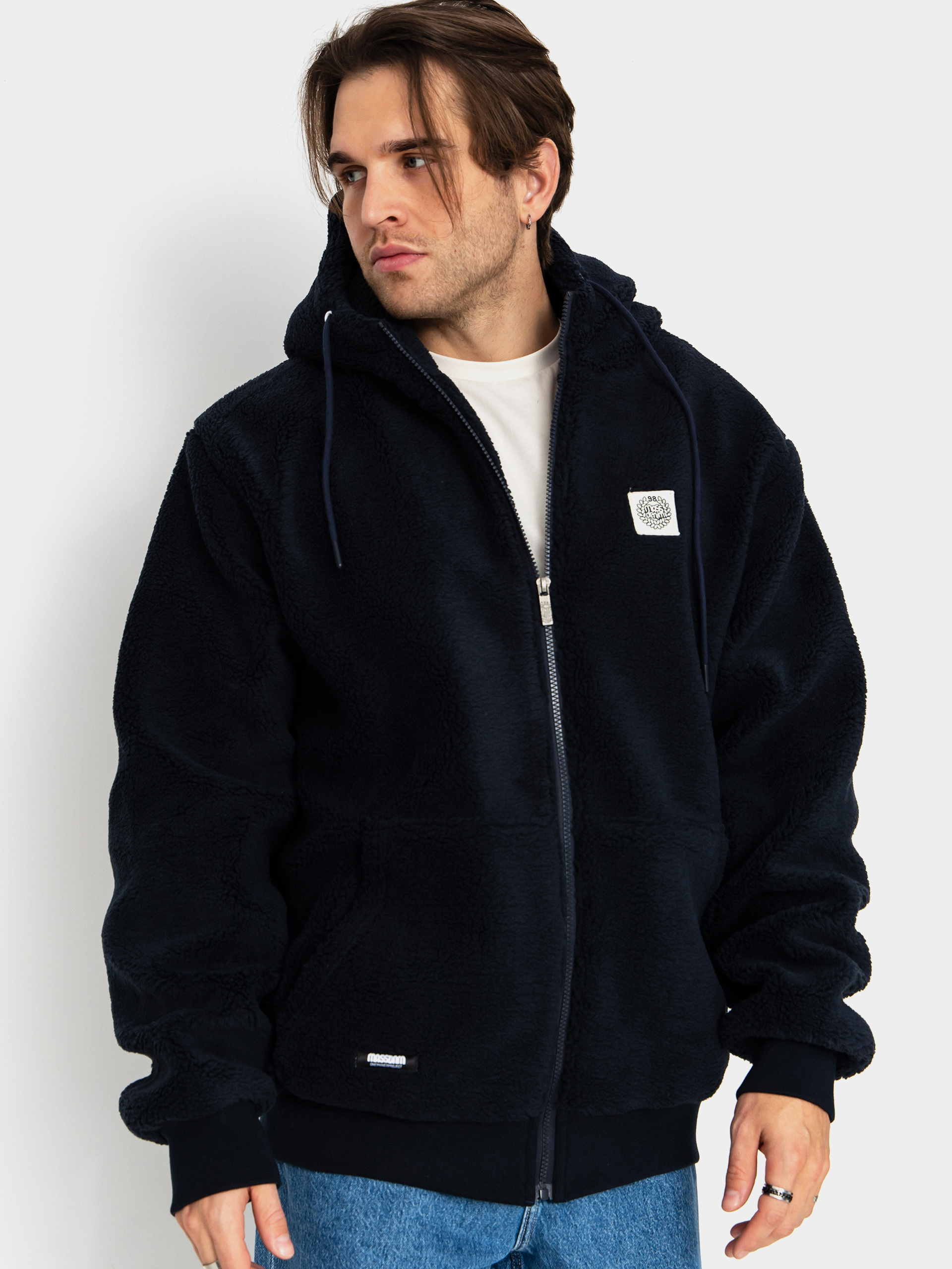 MassDnm Patch Teddy Zip Hoody Dzseki (navy)