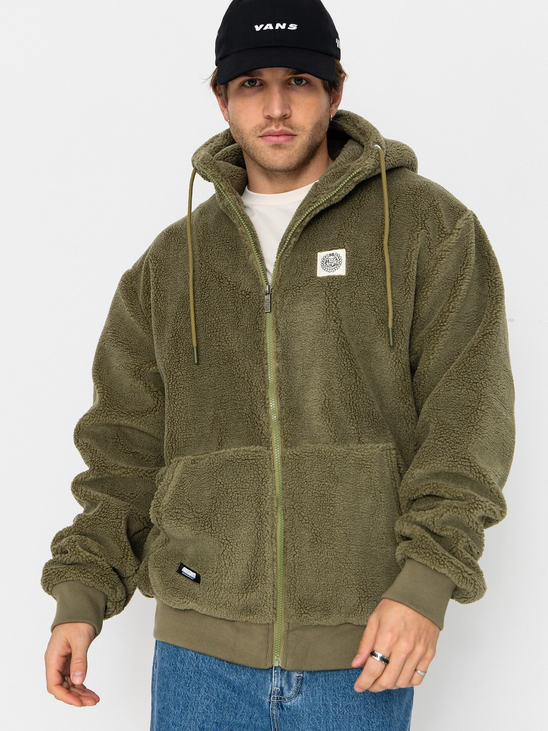 MassDnm Patch Teddy Zip Hoody Dzseki (olive)