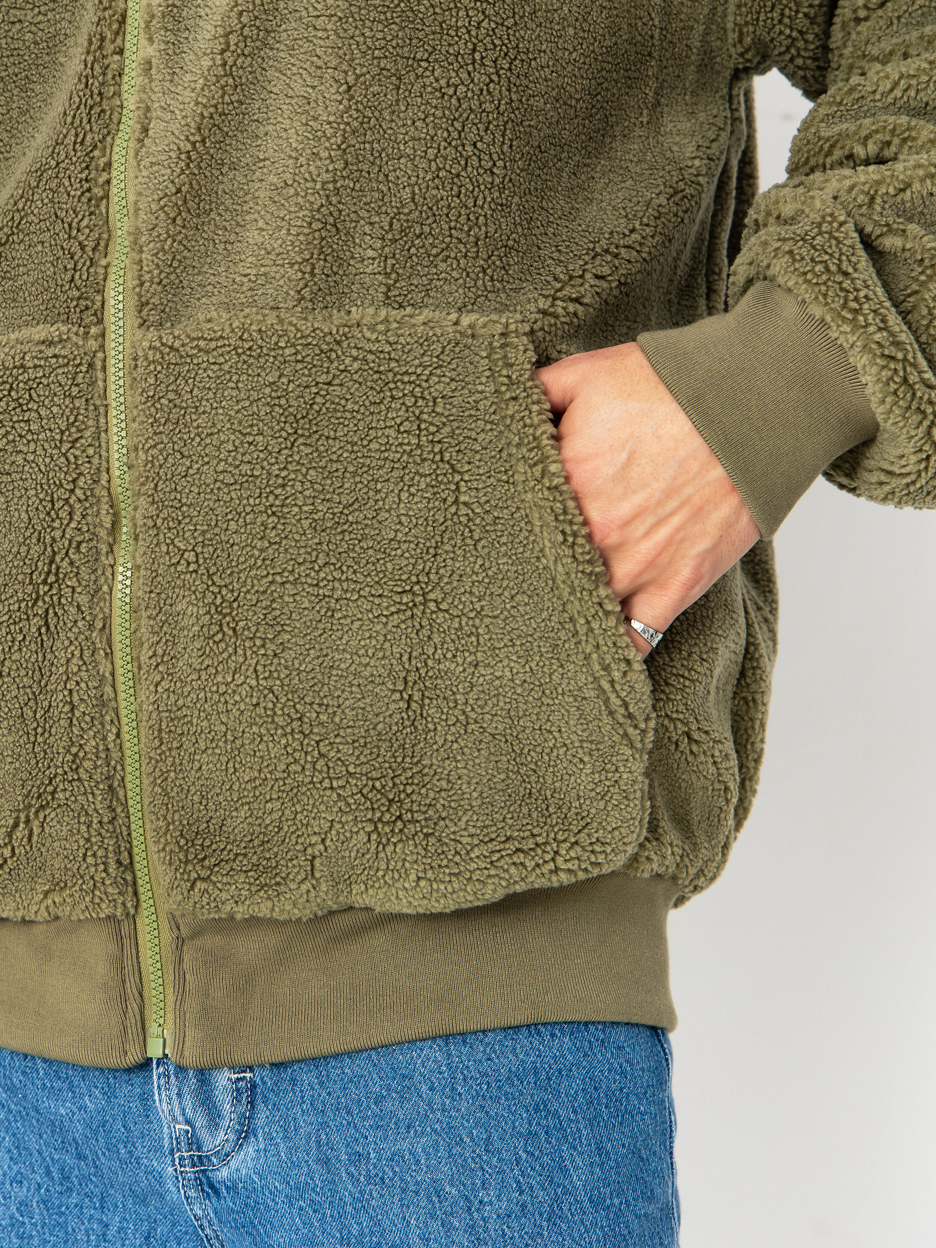 MassDnm Patch Teddy Zip Hoody Dzseki (olive)
