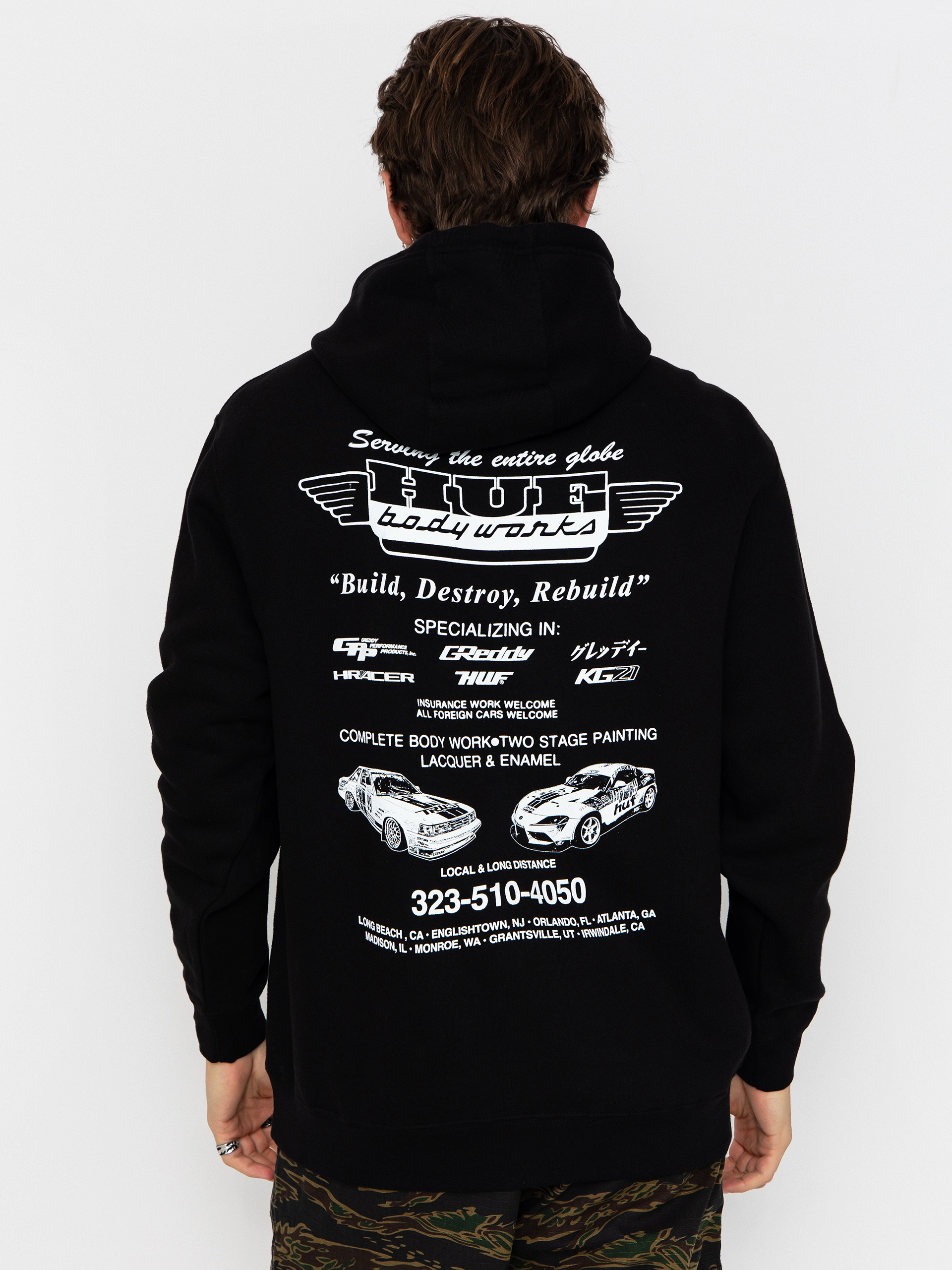 Kapucnis pulóver HUF X Greddy Body Works HD