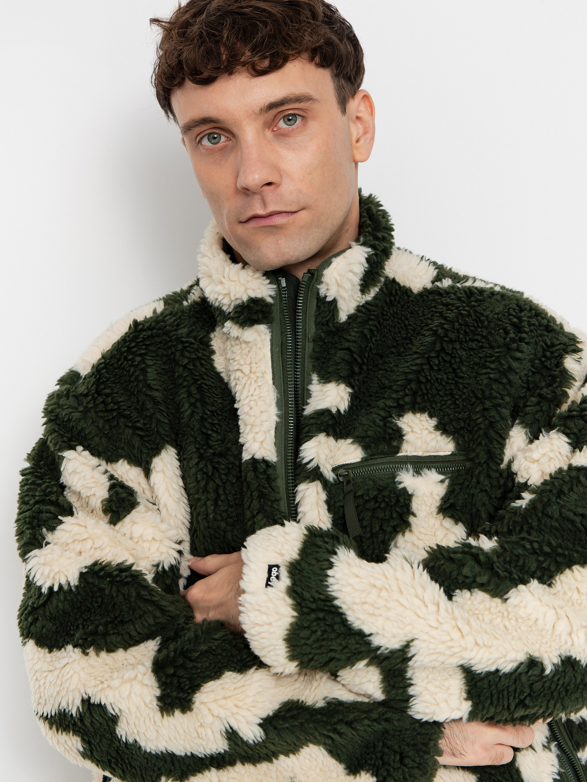 Férfi OBEY Obey Shaggy Sherpa Polár pulóver (kombu green multi)