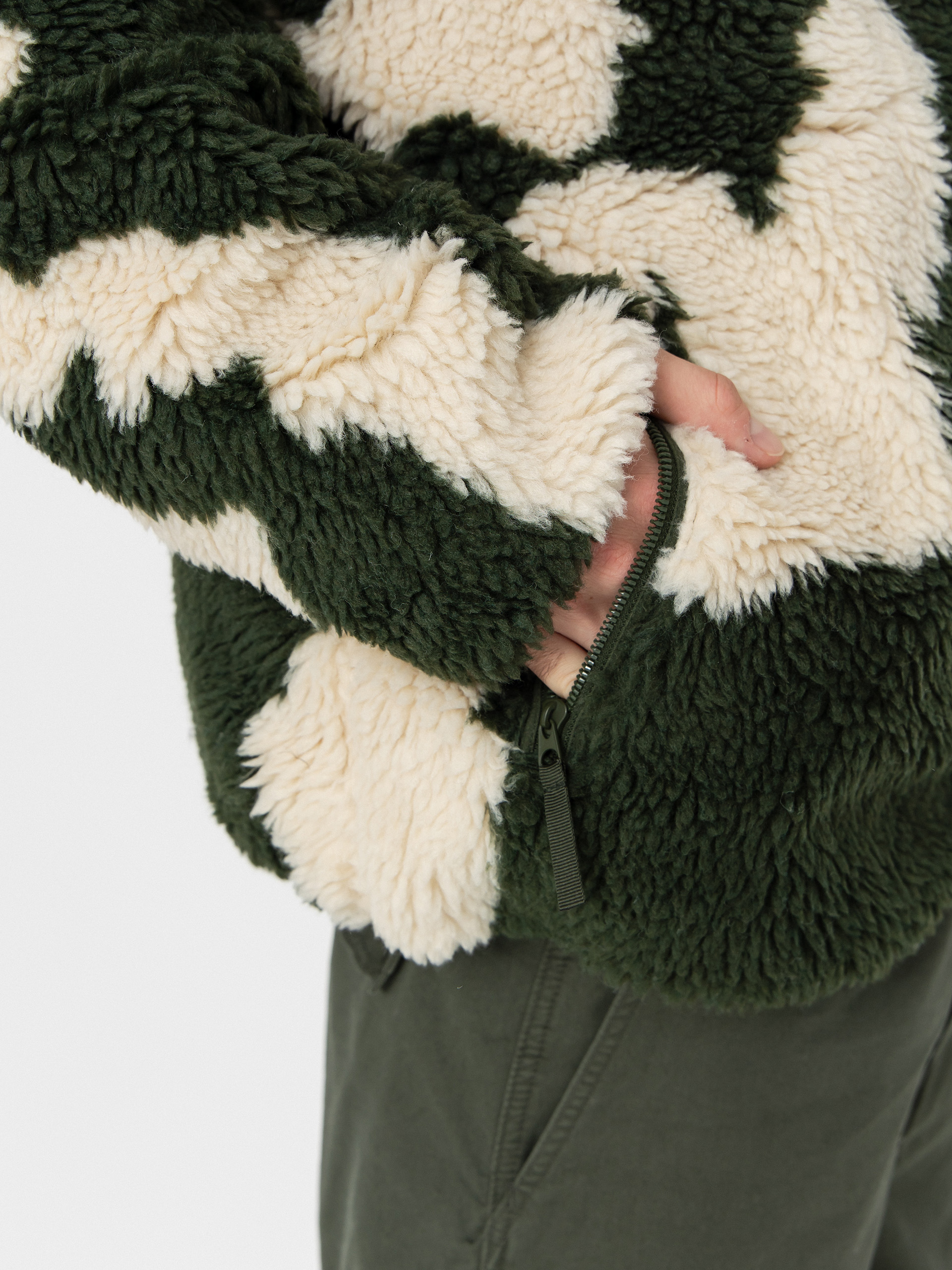 Férfi OBEY Obey Shaggy Sherpa Polár pulóver (kombu green multi)