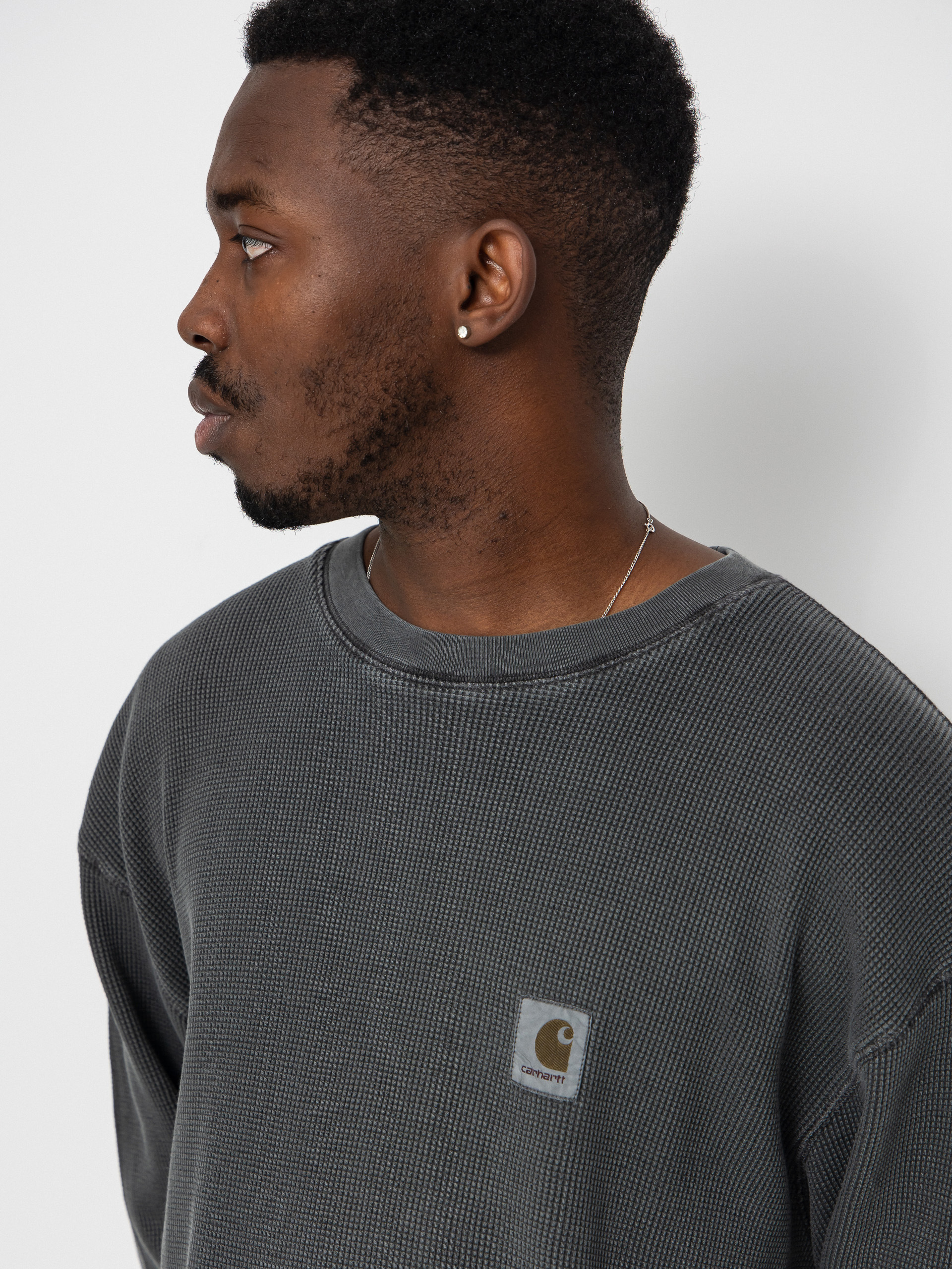 Hosszú ujjú felső Carhartt WIP Vista Waffle (black/garment dyed)