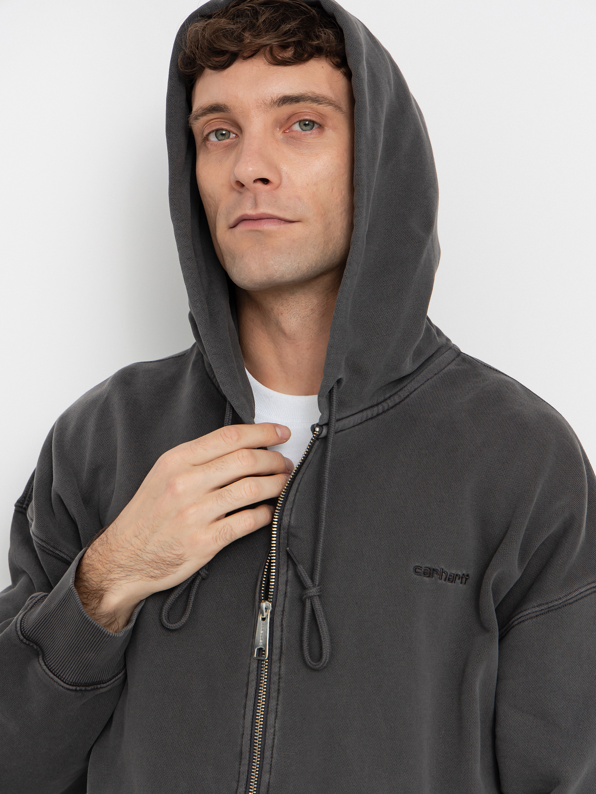 Kapucnis pulóver Carhartt WIP Benton ZHD (graphite/garment dyed)