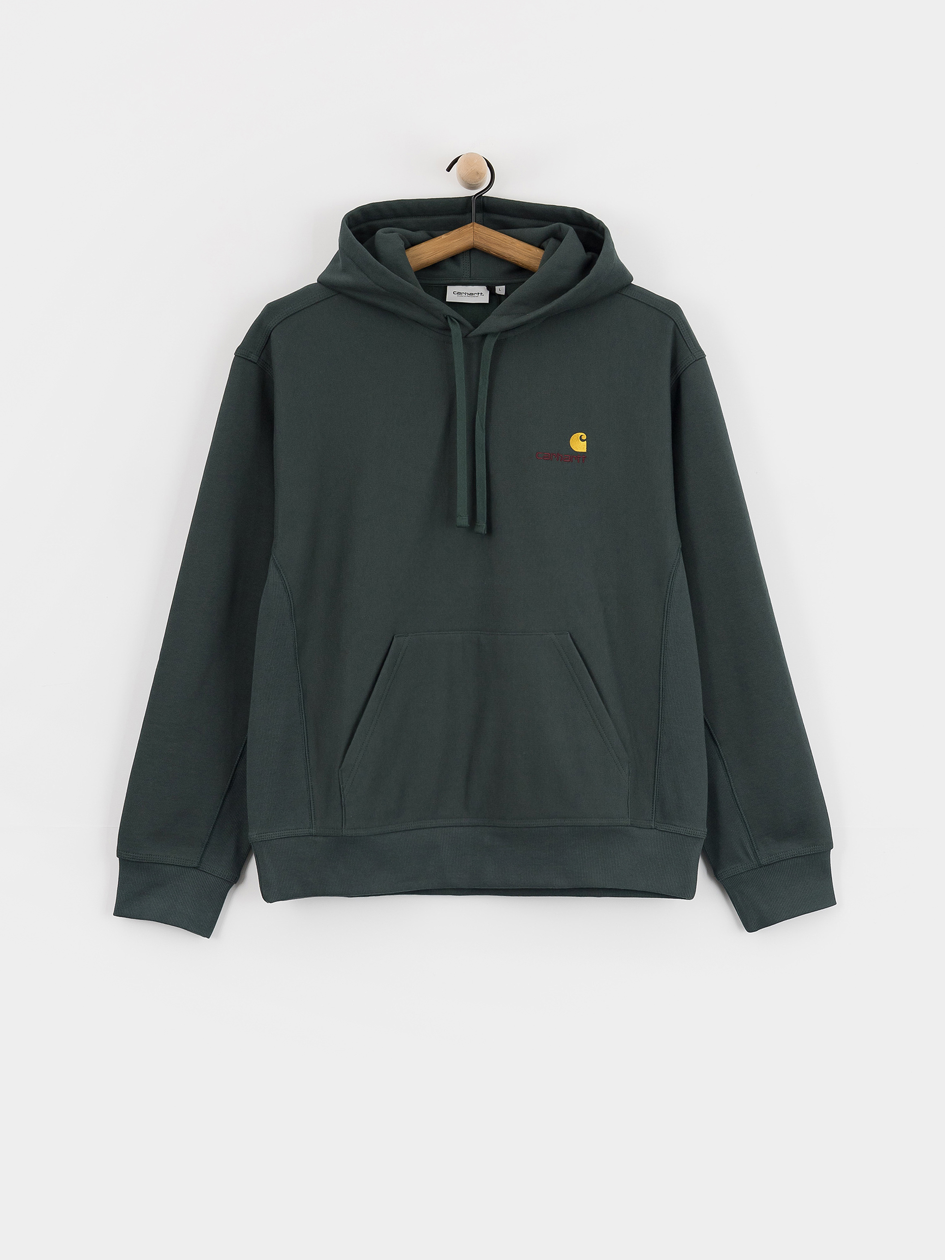 Kapucnis pulóver Carhartt WIP American Script HD (kale green)