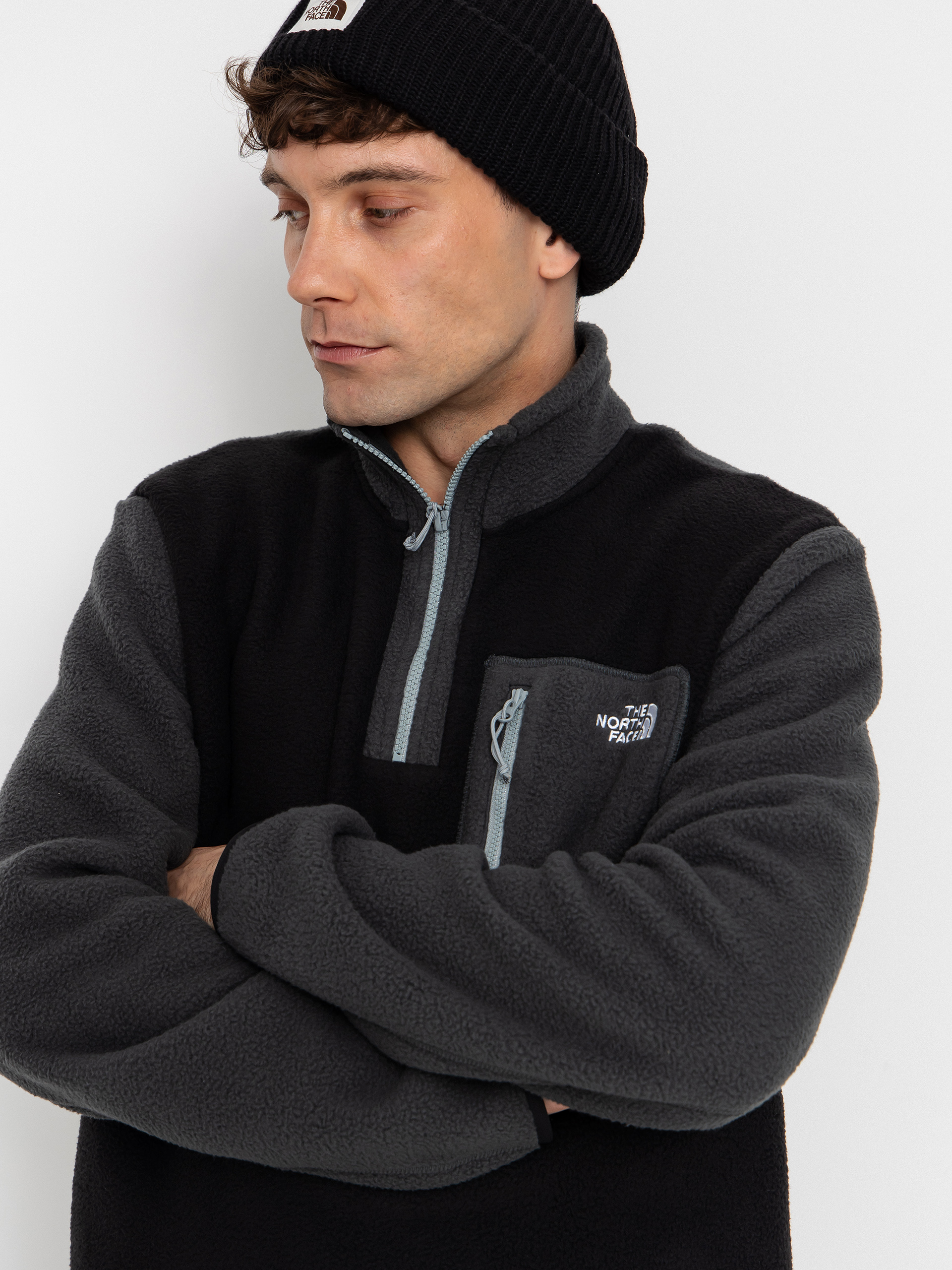 Férfi The North Face Yumiori 1/4 Zip Polár pulóver (tnfblk/asphltgry/mnmntgry)
