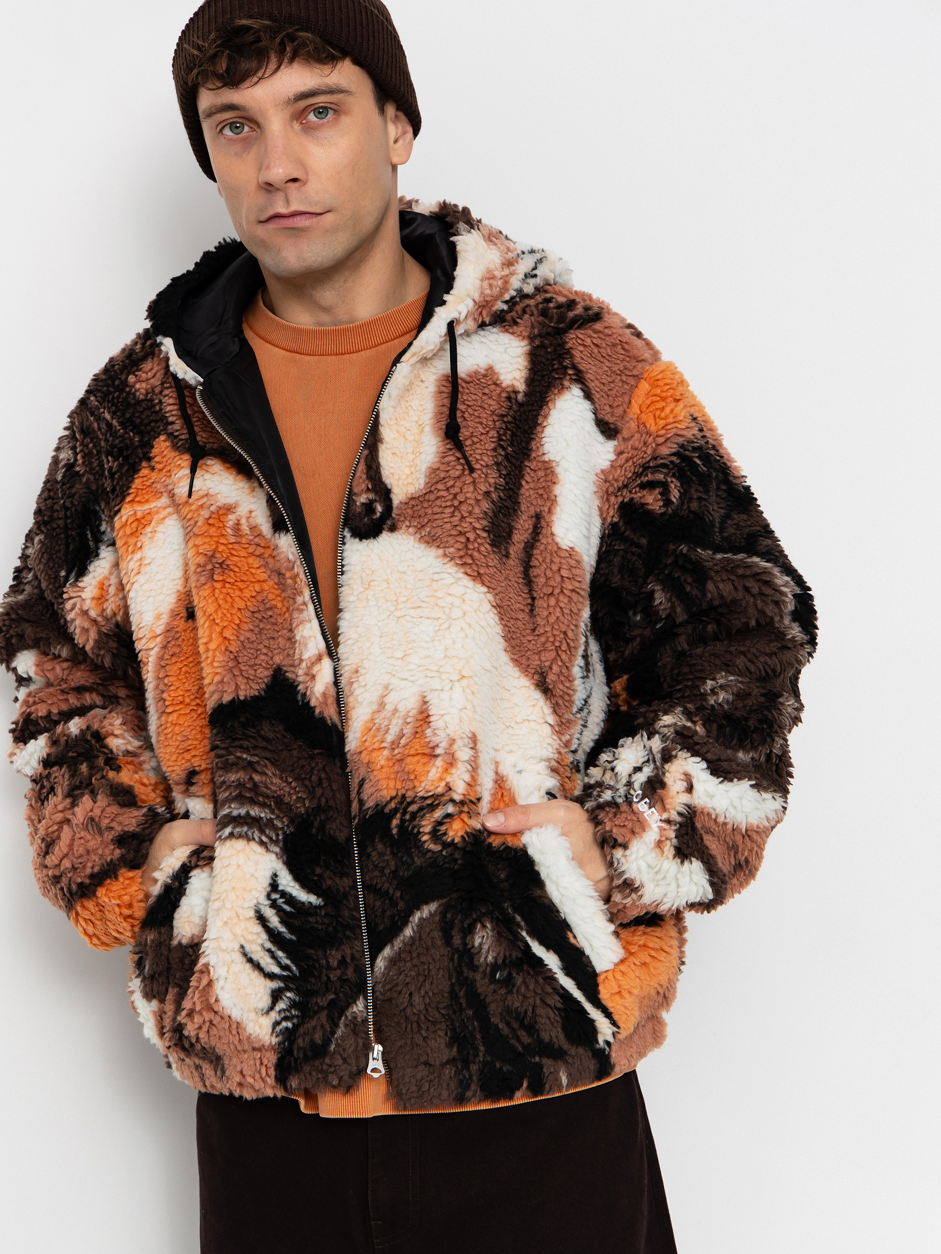 Polár pulóver OBEY Obey Horses Sherpa (brown multi)