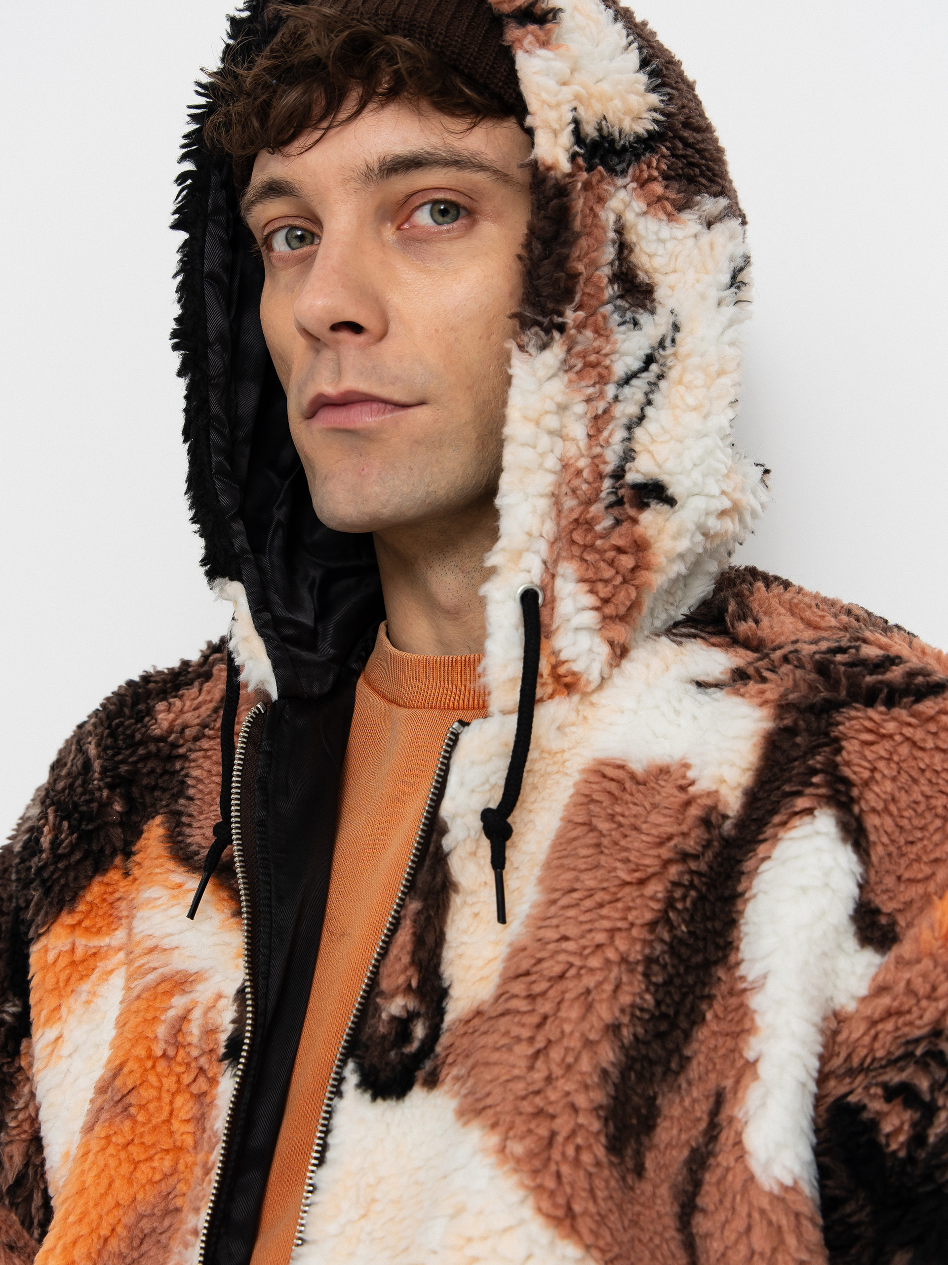 Férfi Polár pulóver OBEY Obey Horses Sherpa (brown multi)