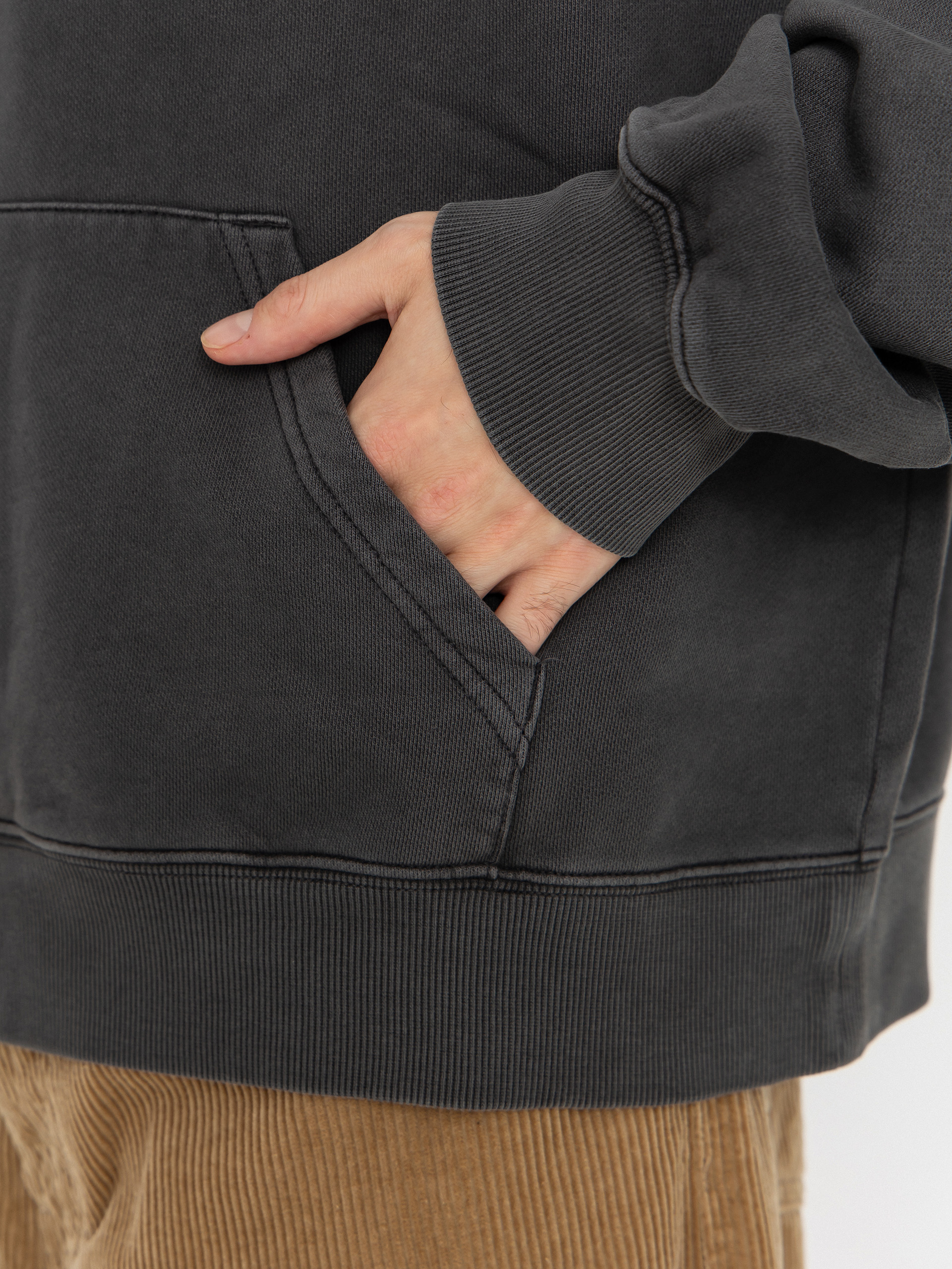 Kapucnis pulóver Carhartt WIP Benton HD (graphite/garment dyed)