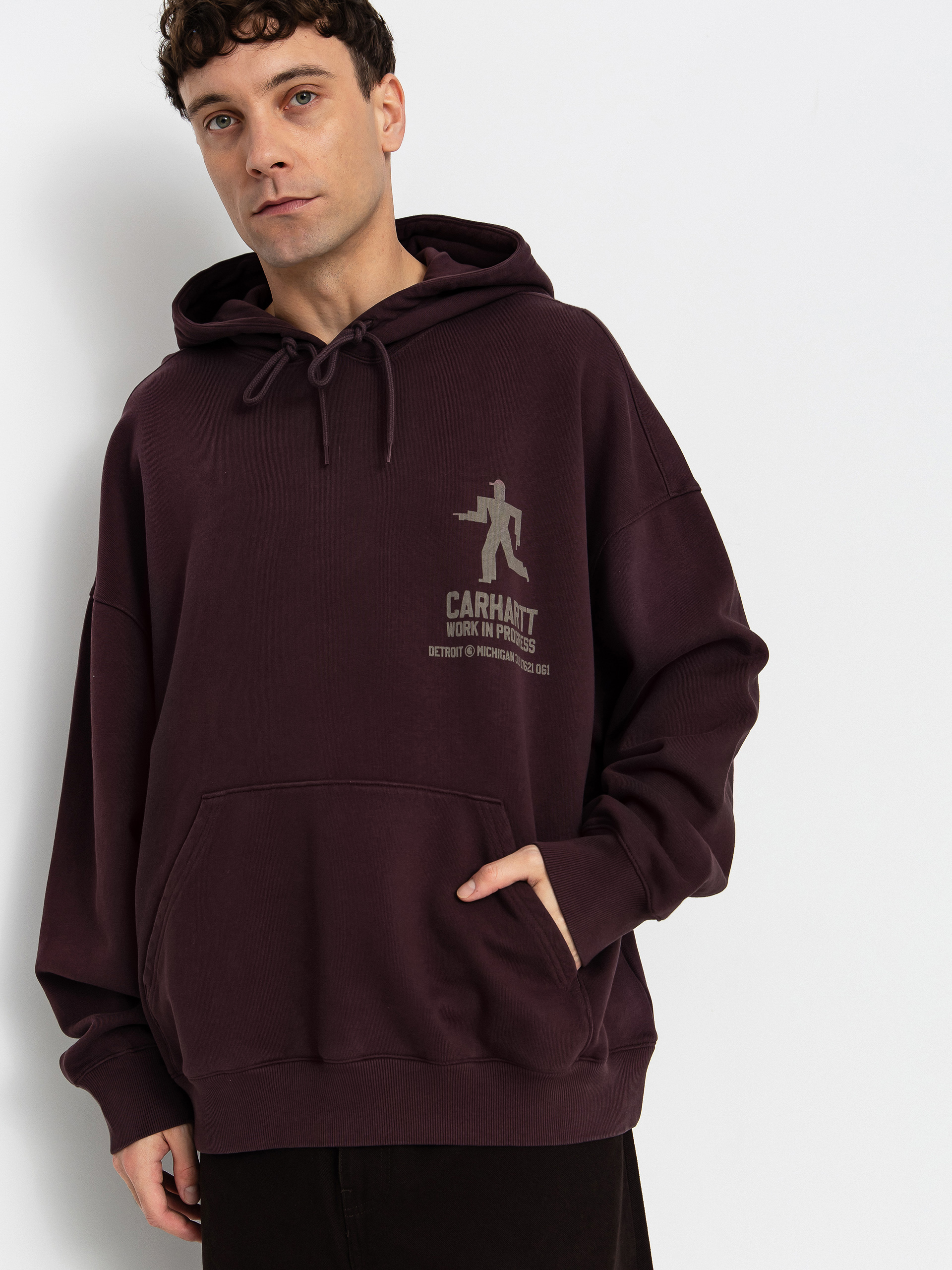 Kapucnis pulóver Carhartt WIP Distance HD (palisander/stone dyed)