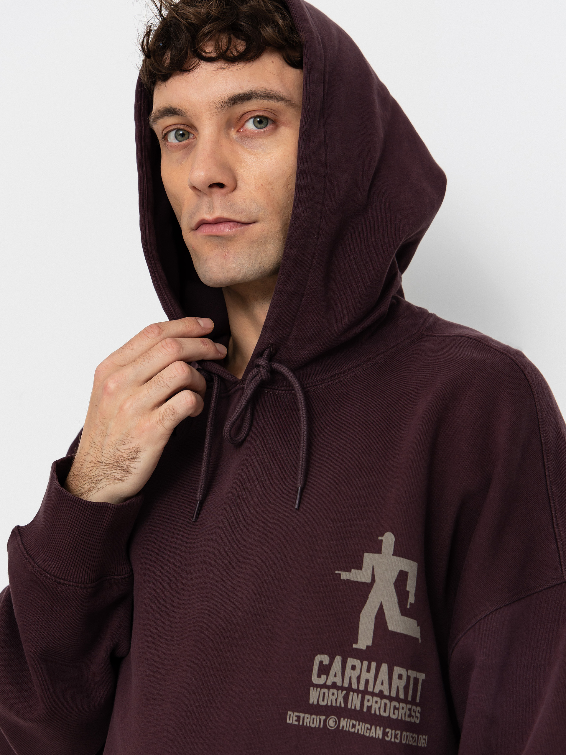 Kapucnis pulóver Carhartt WIP Distance HD (palisander/stone dyed)