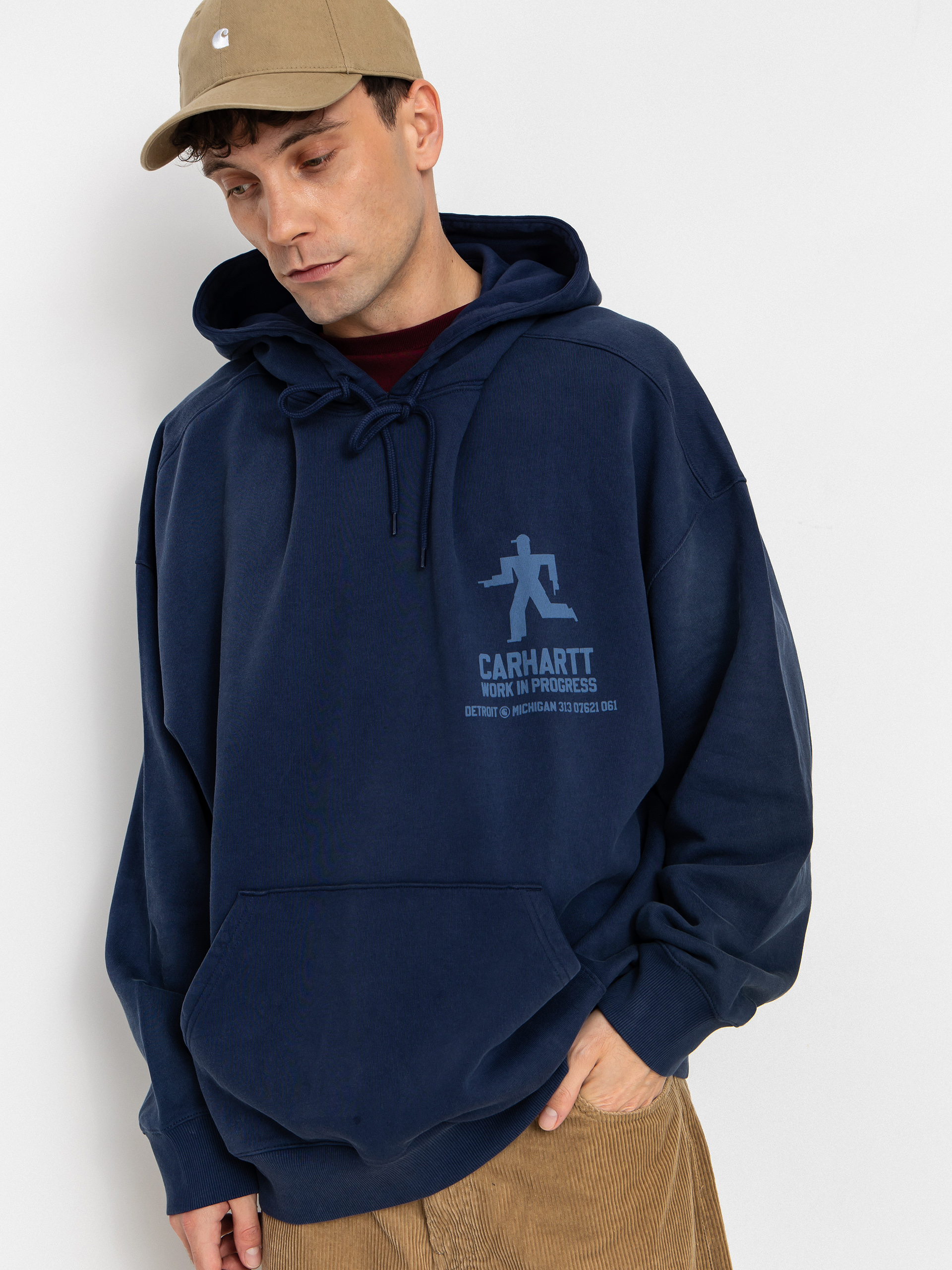 Kapucnis pulóver Carhartt WIP Distance HD (jupiter/stone dyed)