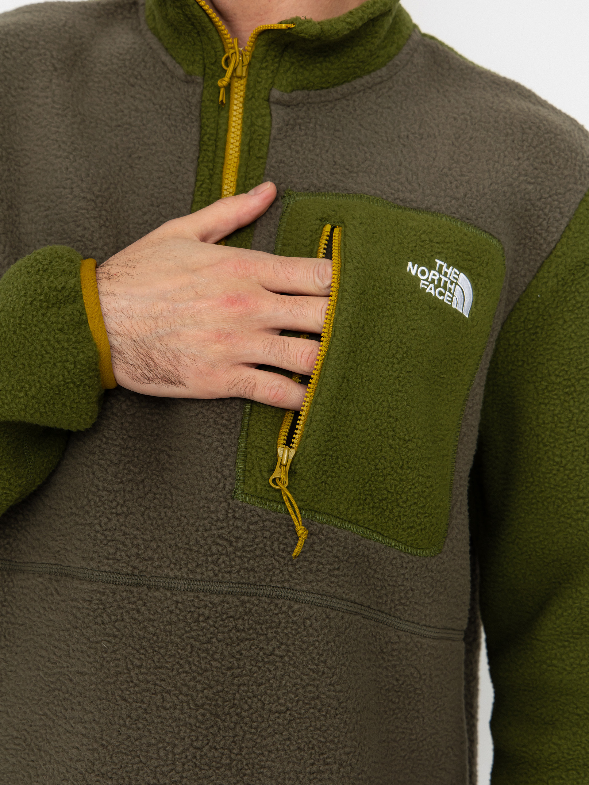 Férfi The North Face Yumiori 1/4 Zip Polár pulóver (new taupe green/woodlan)