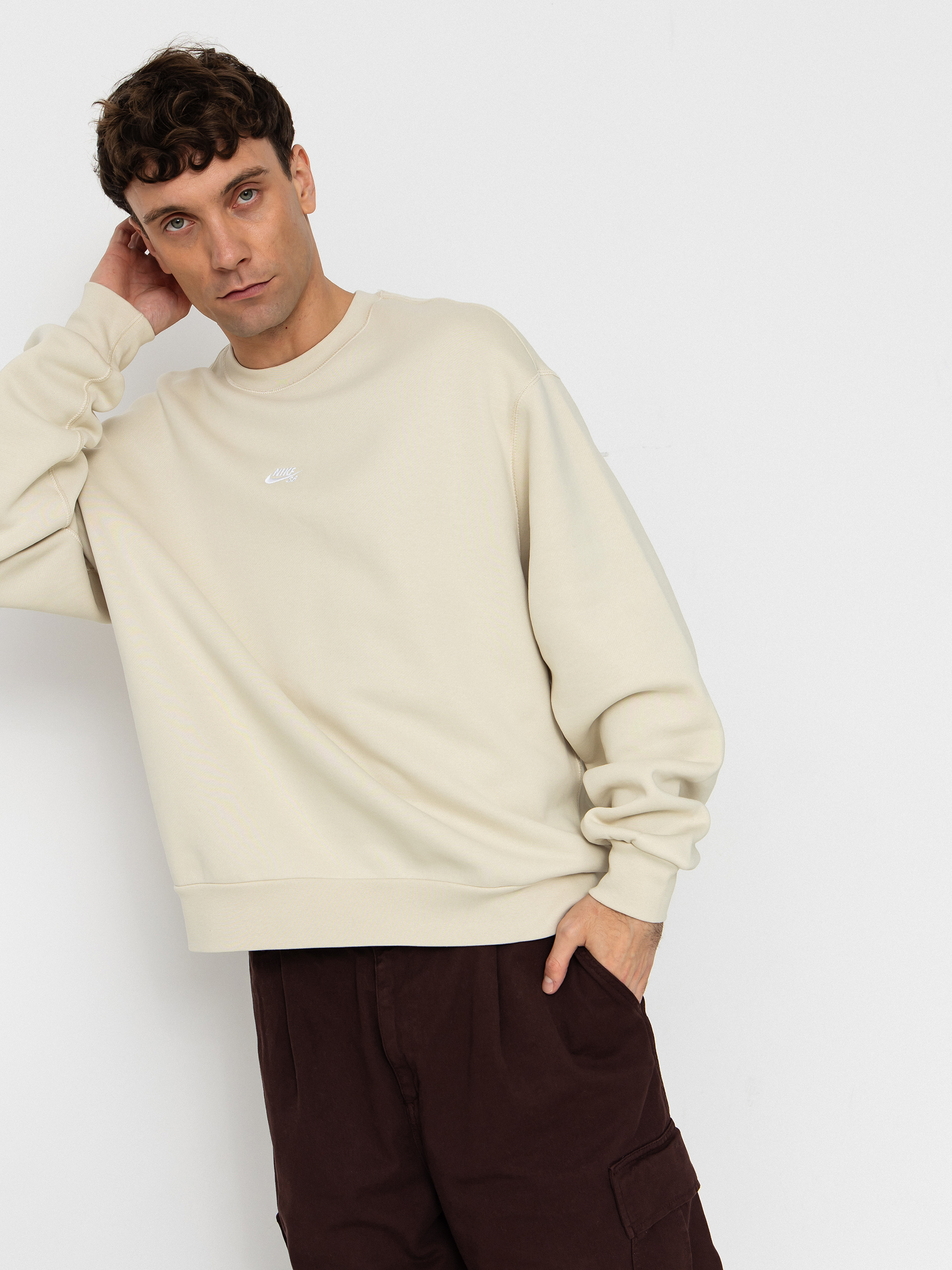 Nike SB Essential Logo Crew Pulóver (lt khaki/white)
