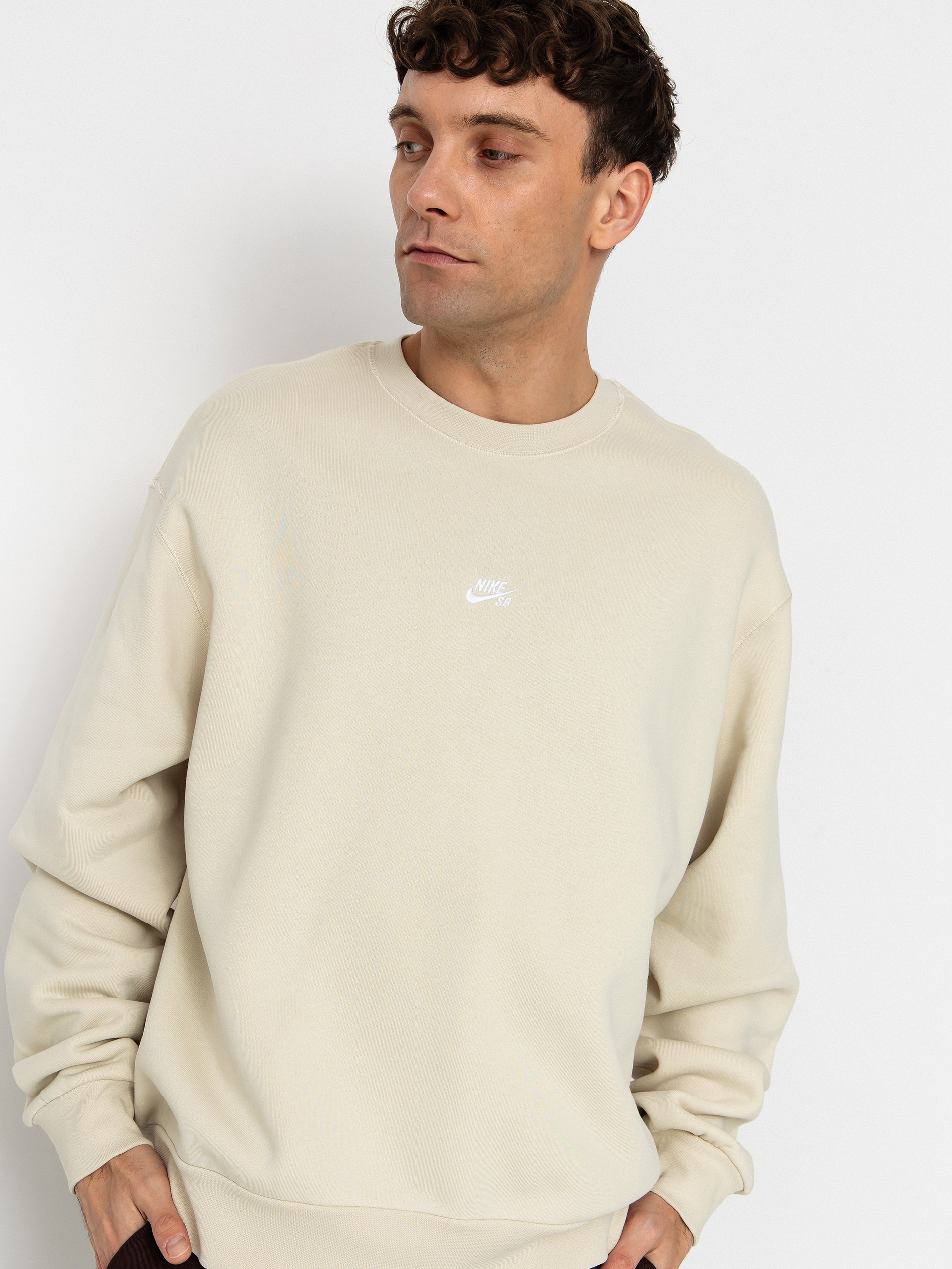 Nike SB Essential Logo Crew Pulóver (lt khaki/white)