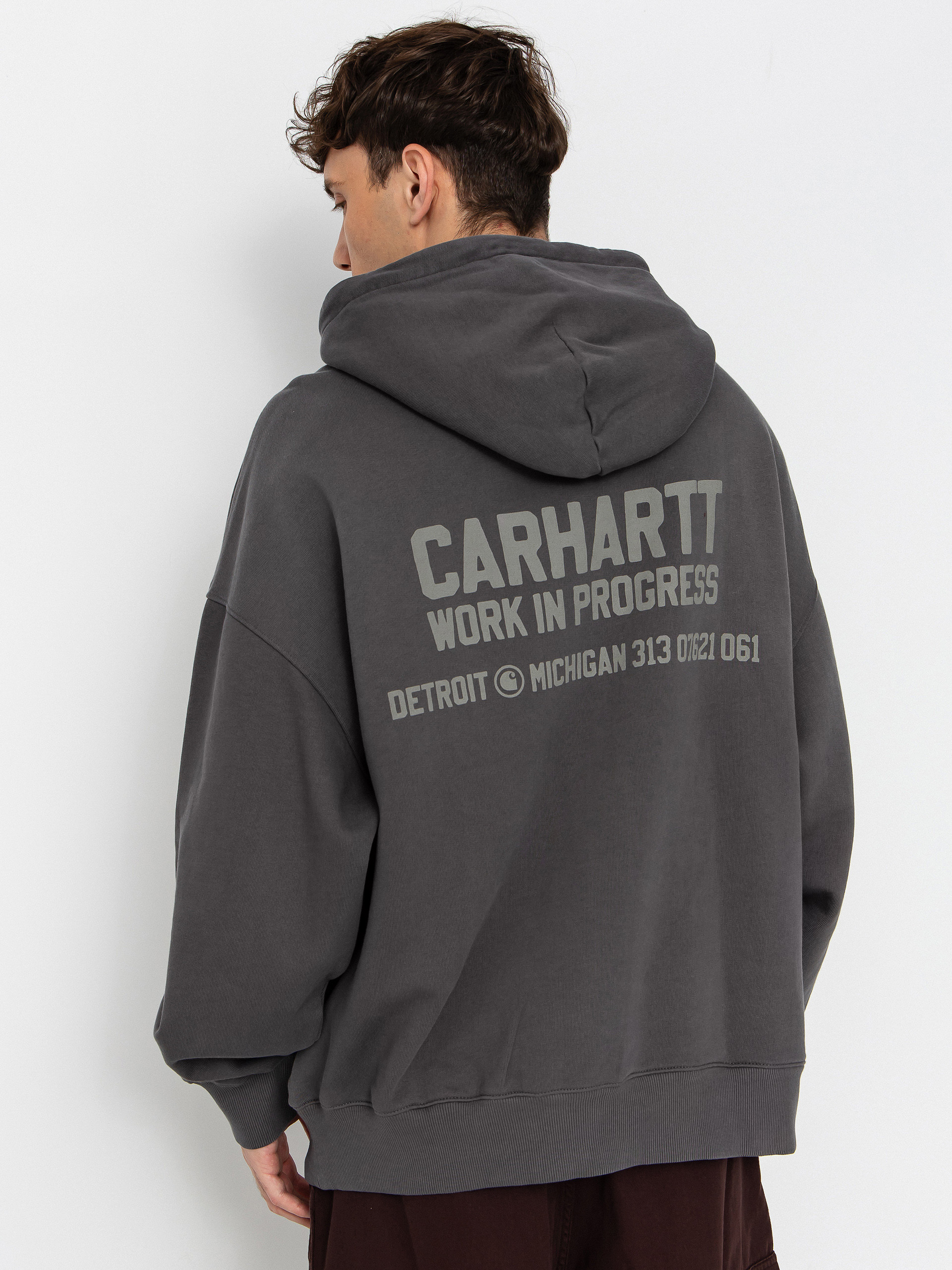 Kapucnis pulu00f3ver Carhartt WIP Distance HD (graphite/stone dyed)