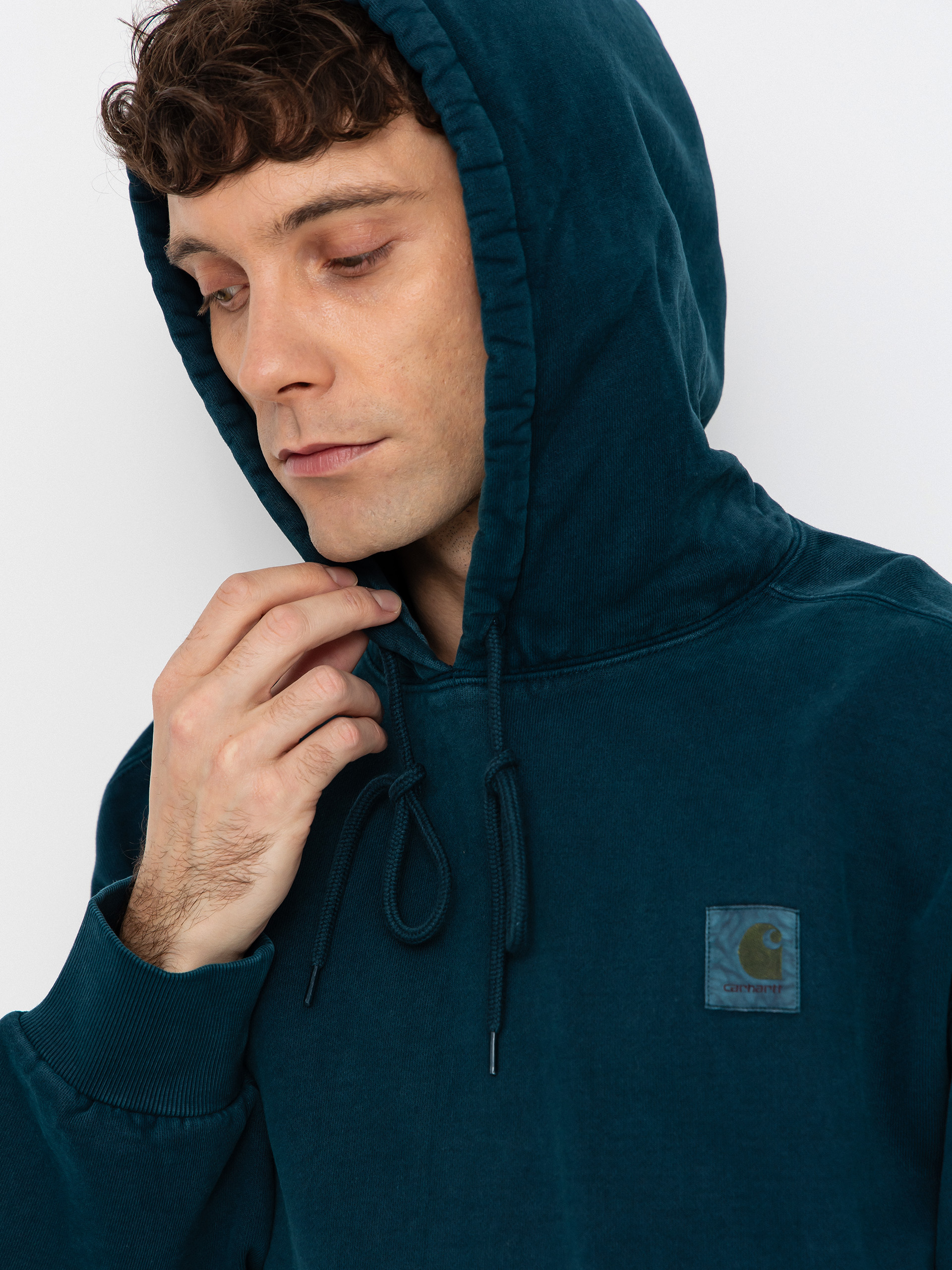 Kapucnis pulóver Carhartt WIP Vista HD (deep lagoon/garment dyed)