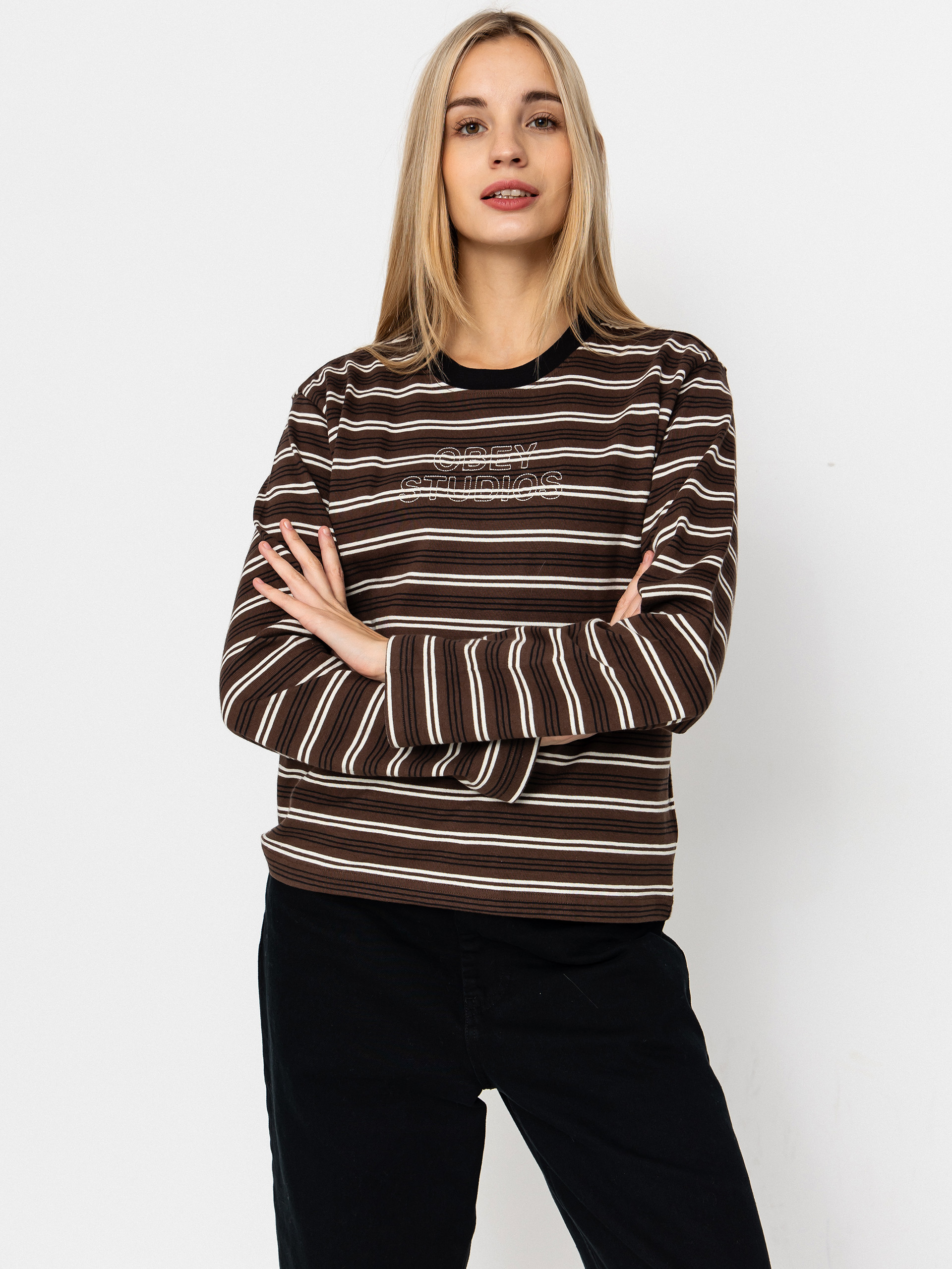 OBEY Louie Stripe Wmn Hosszú ujjú felső (mushroom multi)