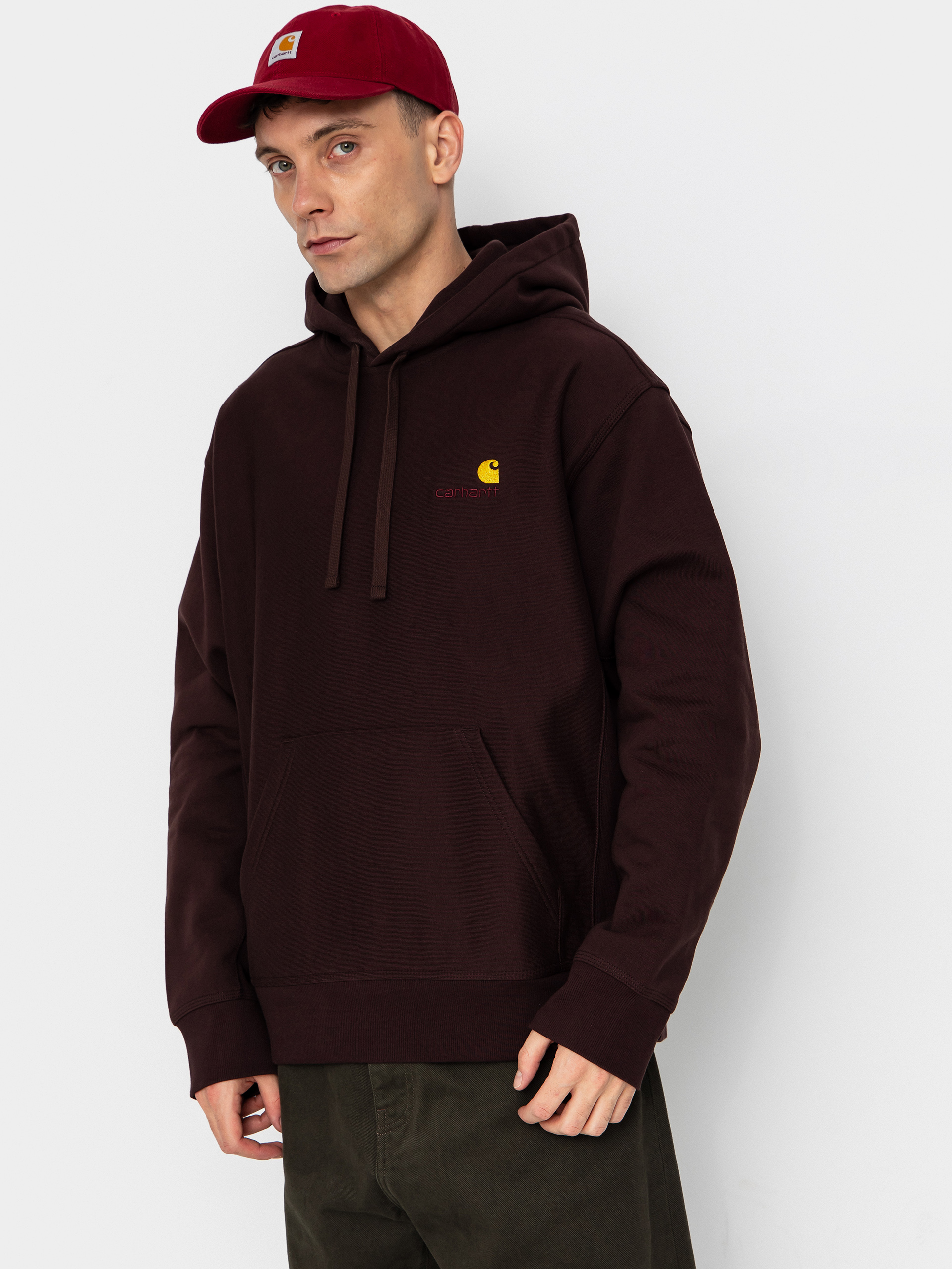 Kapucnis pulu00f3ver Carhartt WIP American Script HD (palisander)