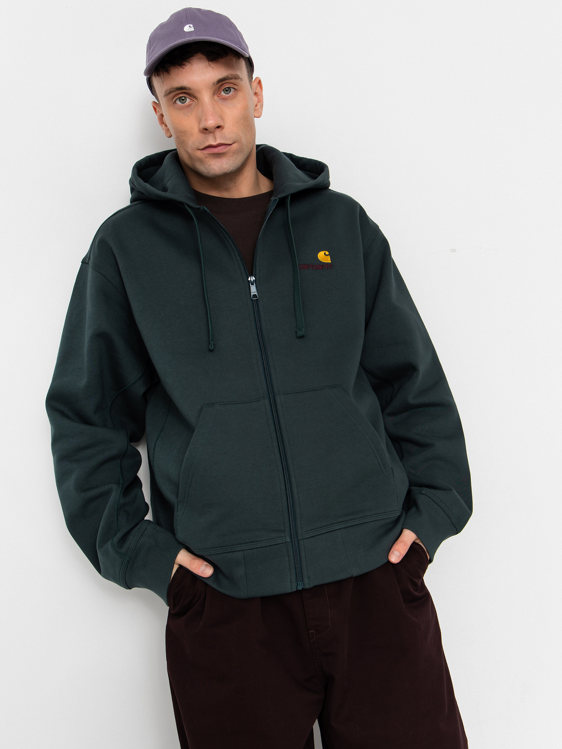 Carhartt WIP American Script ZHD Kapucnis pulu00f3ver (kale green)