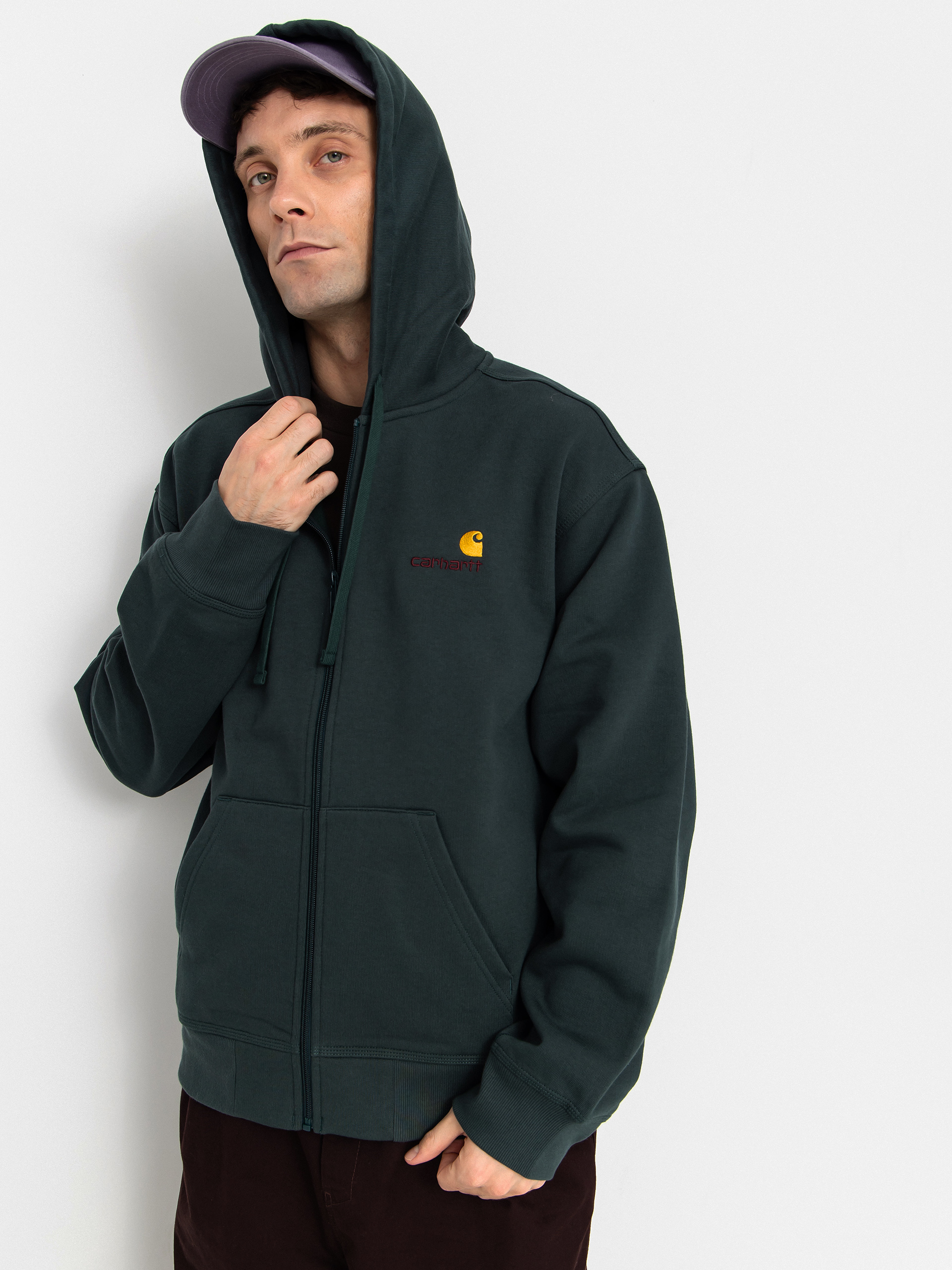 Carhartt WIP American Script ZHD Kapucnis pulóver (kale green)