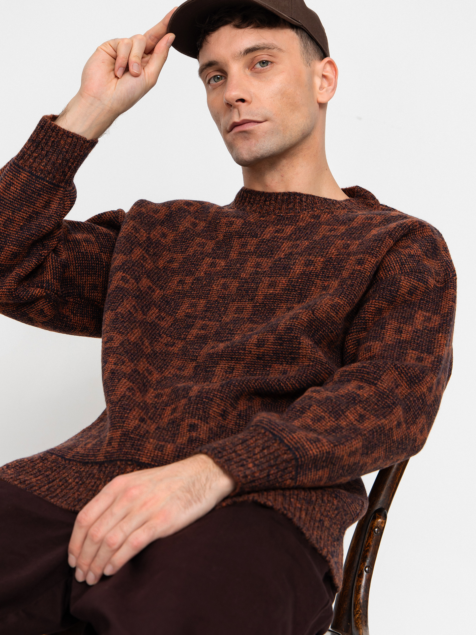 Polar Skate George P Pattern Pulóver (navy/orange)