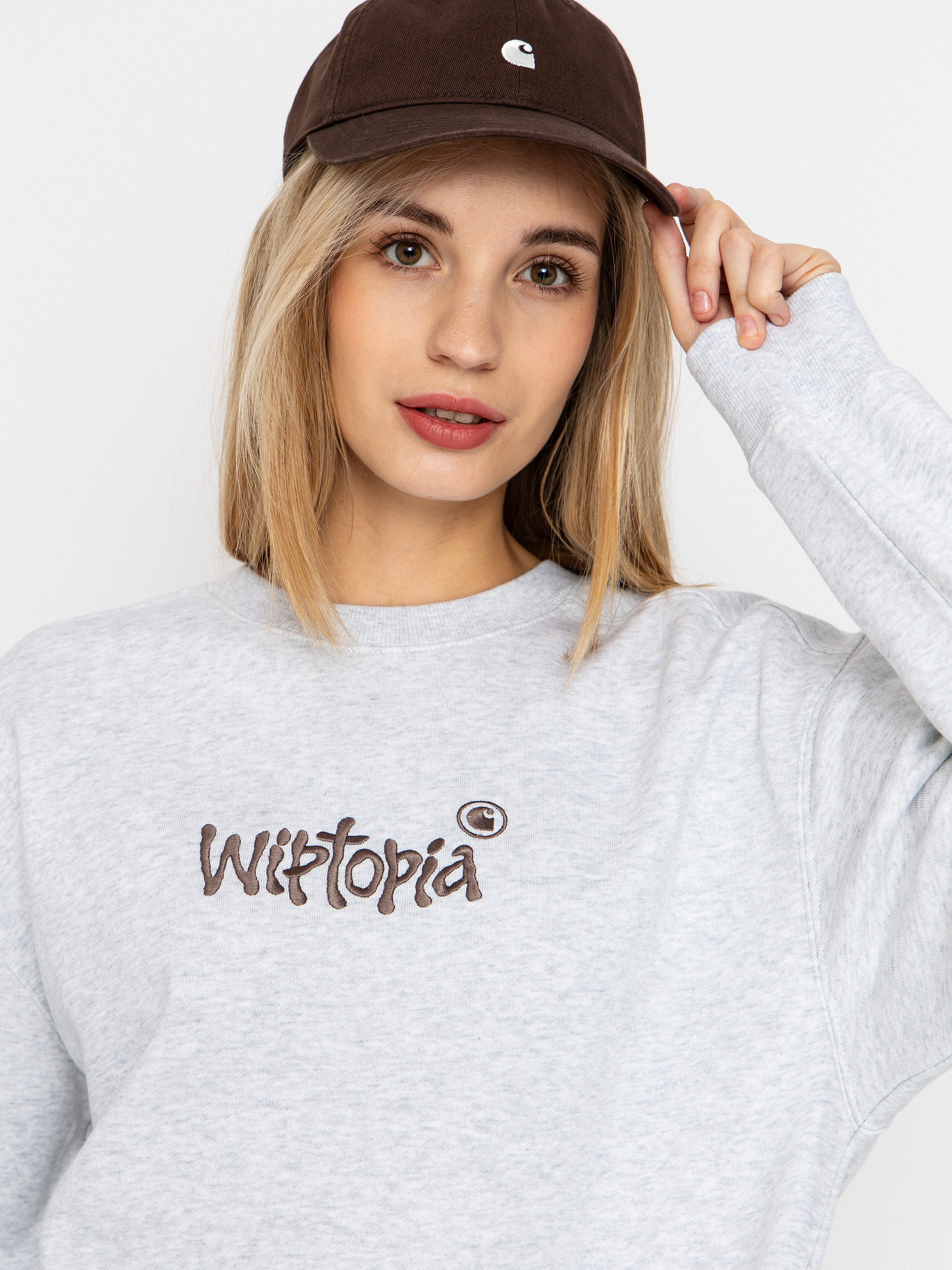 Carhartt WIP Wiptopia Script Wmn Pulóver (ash heather/dusky beige)