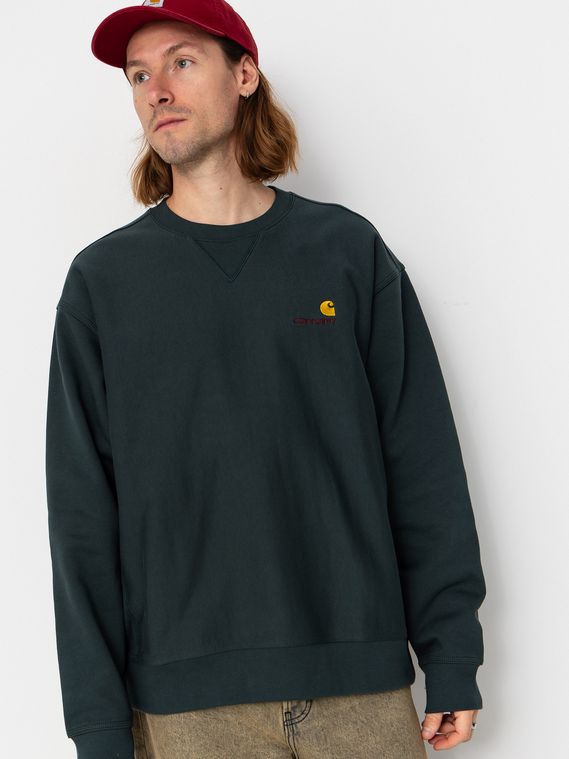 Pulóver Carhartt WIP American Script (kale green)