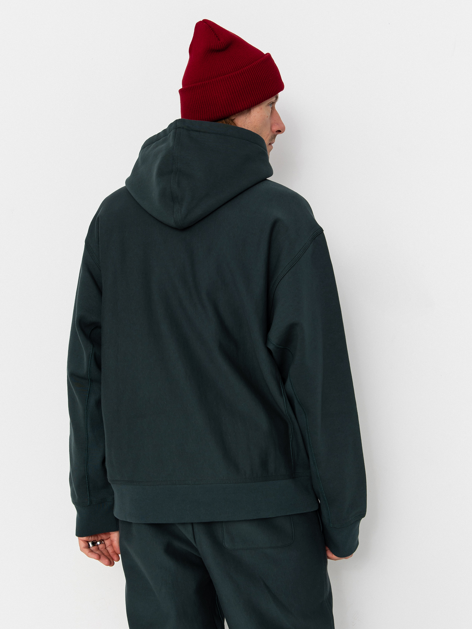 Kapucnis pulóver Carhartt WIP American Script HD (kale green)