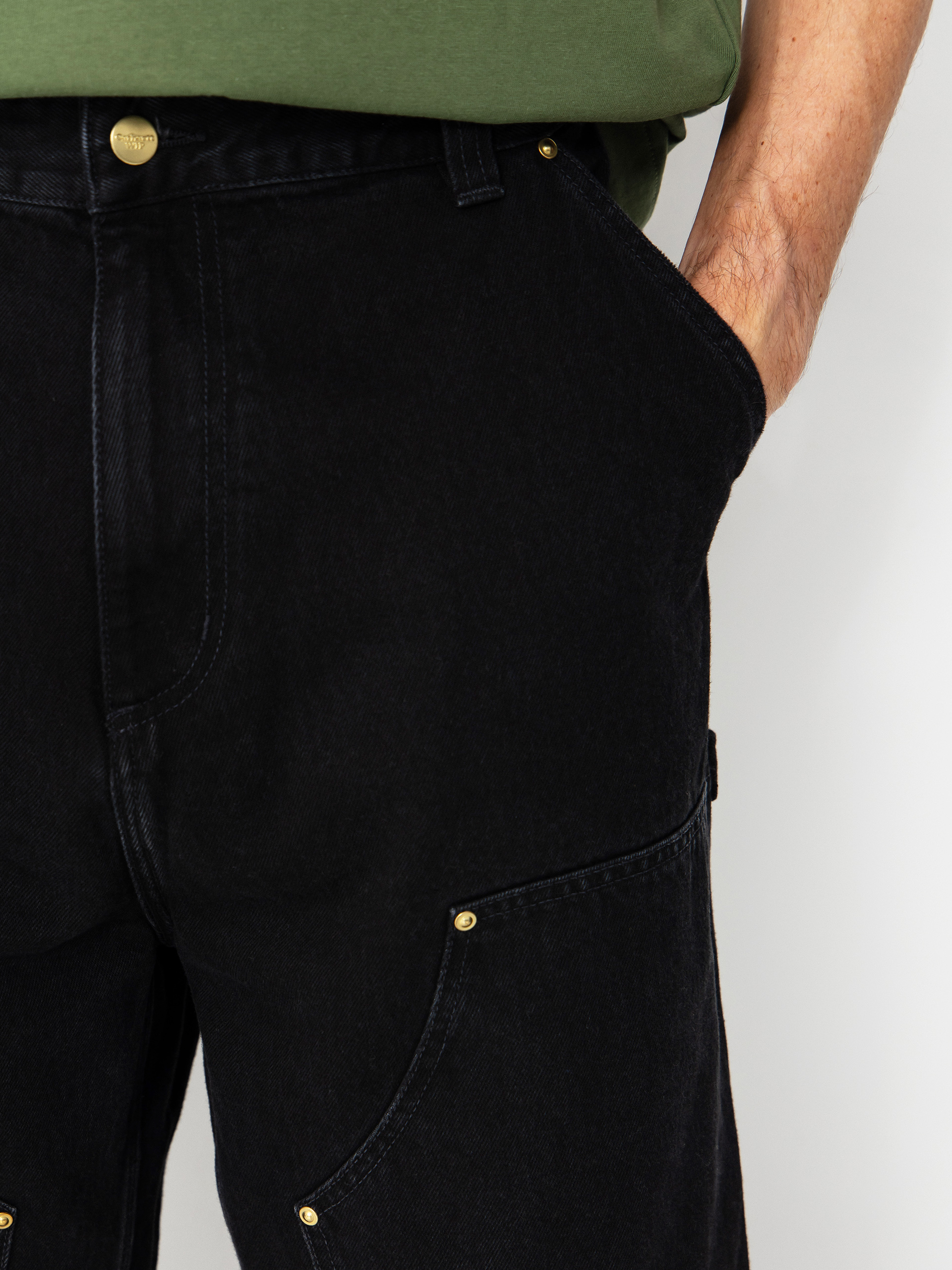 Kisnadrág Carhartt WIP Nash Double Knee (black/stone washed)