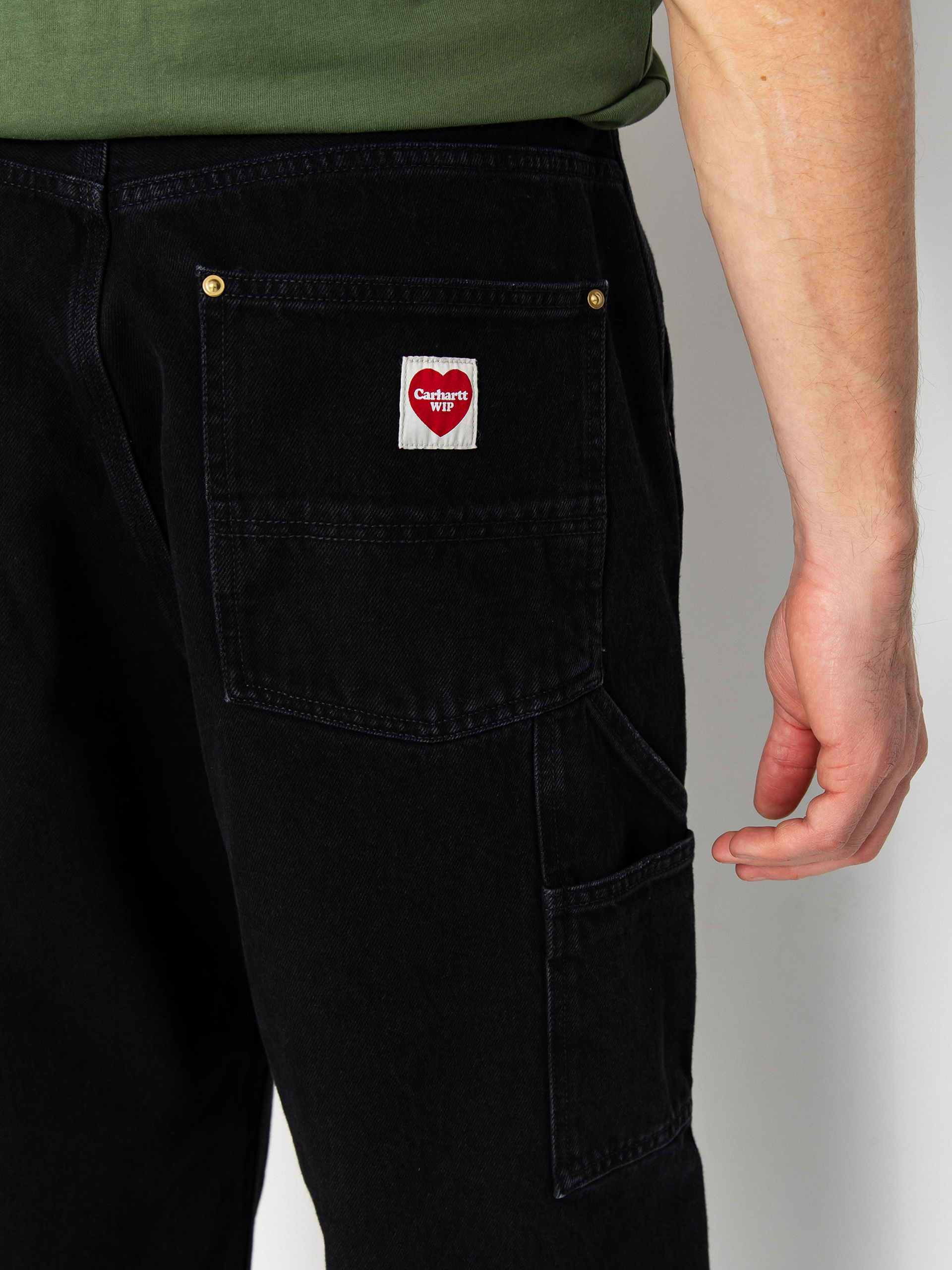 Kisnadrág Carhartt WIP Nash Double Knee (black/stone washed)