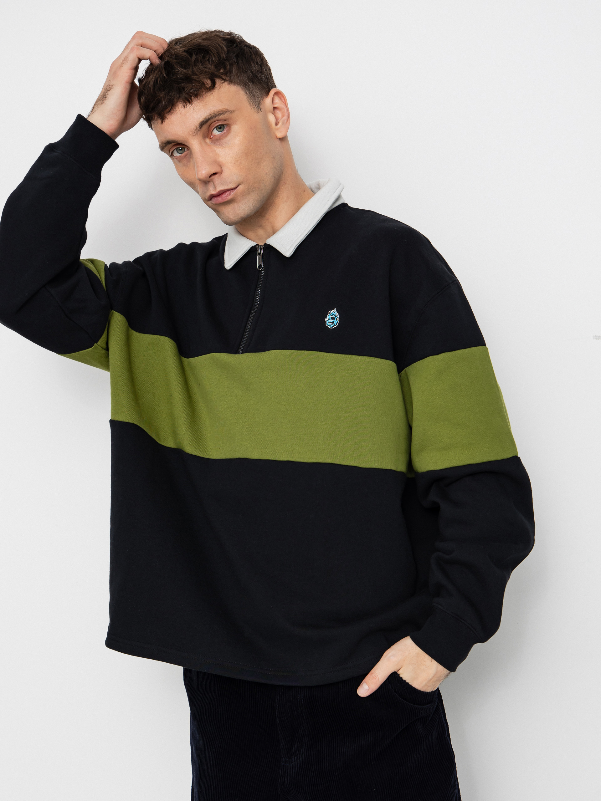 Pulóver Santa Cruz Screaming Mini Flame 1/4 Zip (black)