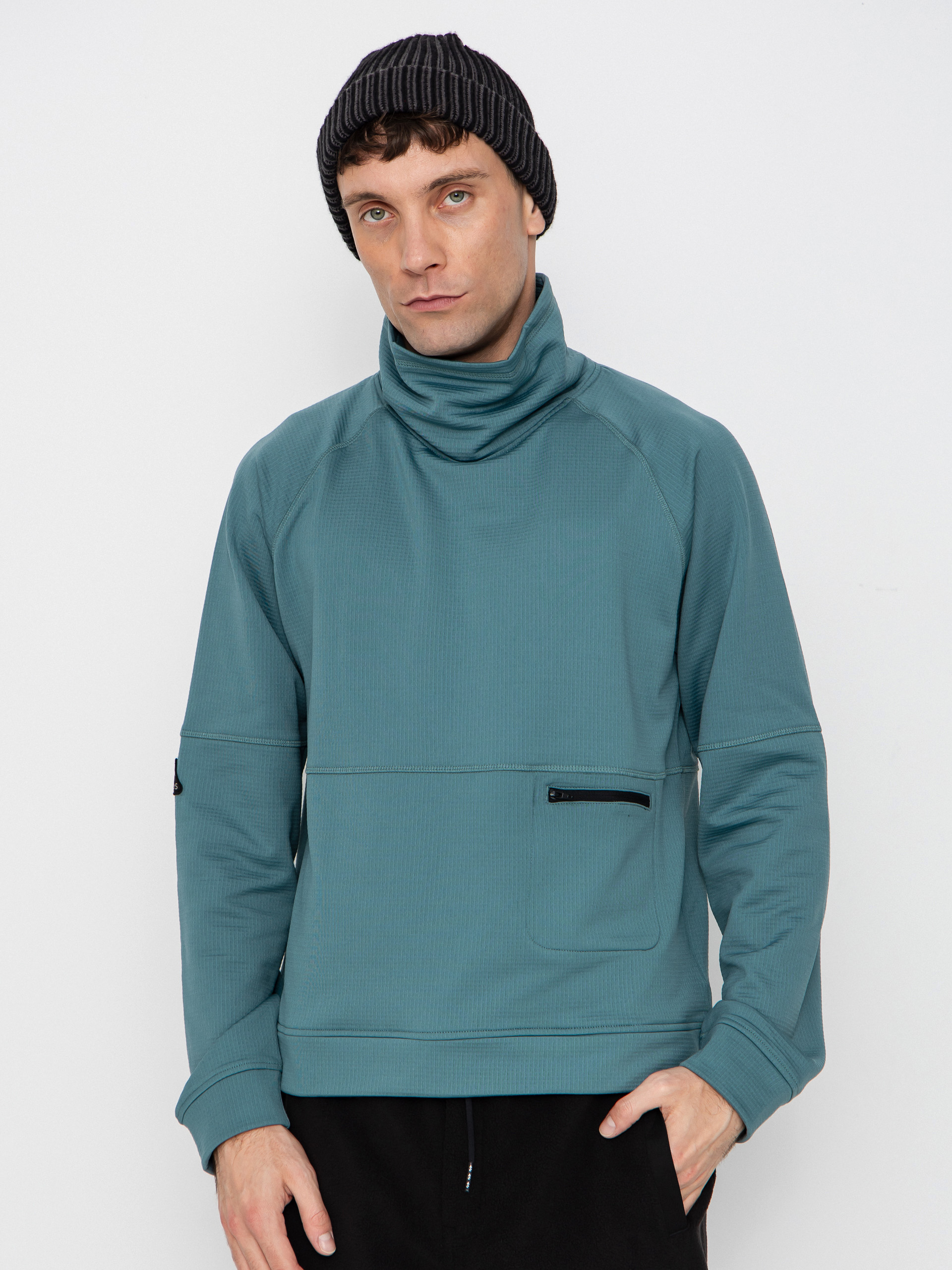 Jones Snowboards Flagship Rec Grid 1/2 Zip Pulu00f3ver (atlantic blue)