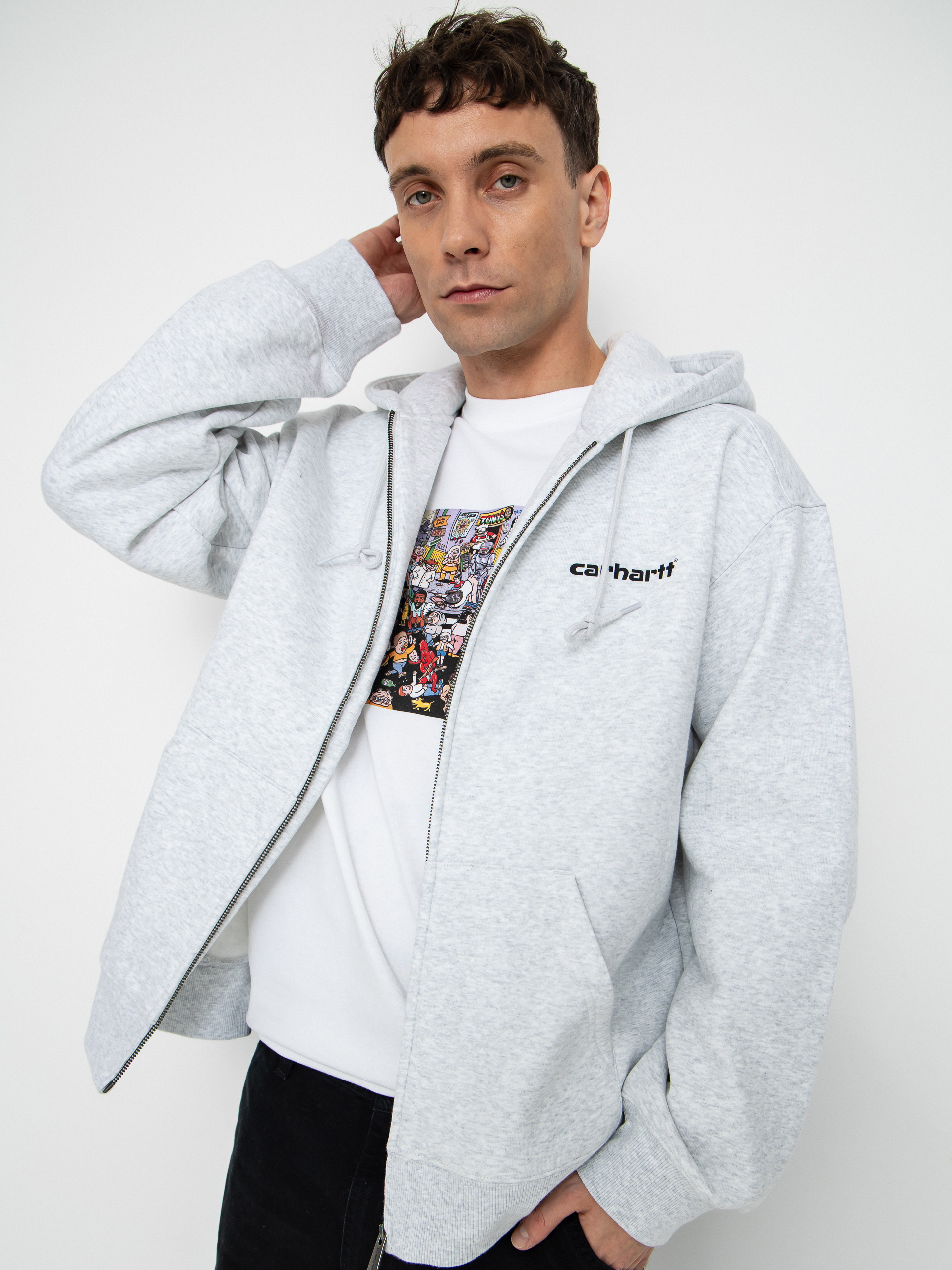 Kapucnis pulóver Carhartt WIP Archive Lines ZHD (ash heather)