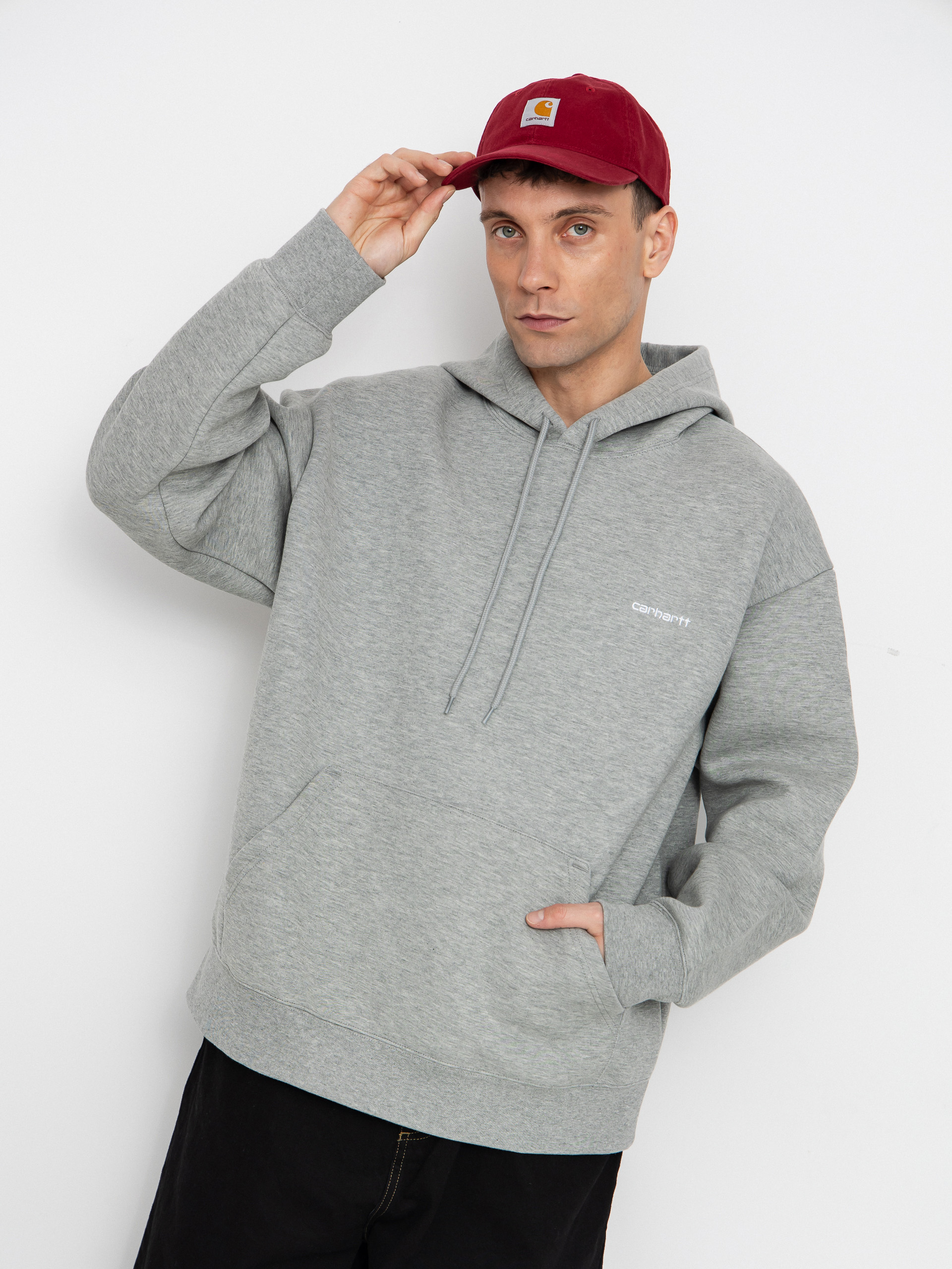 Kapucnis pulu00f3ver Carhartt WIP Alda HD (grey heather/white)