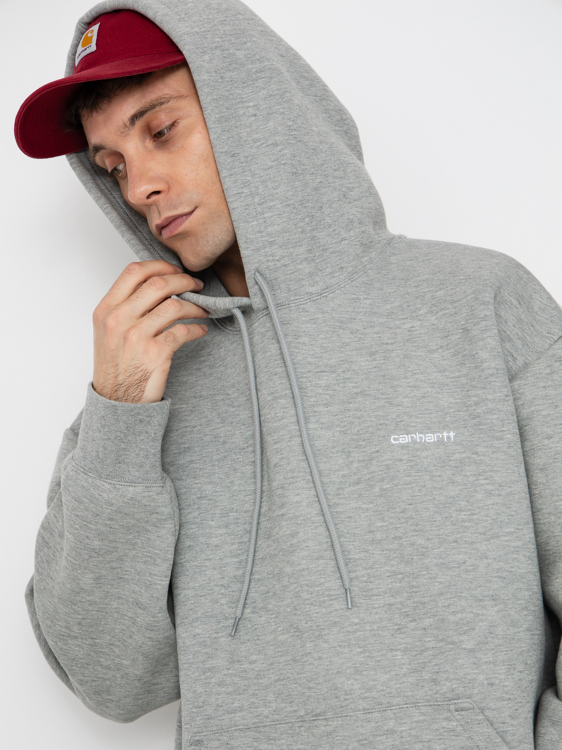 Kapucnis pulóver Carhartt WIP Alda HD (grey heather/white)