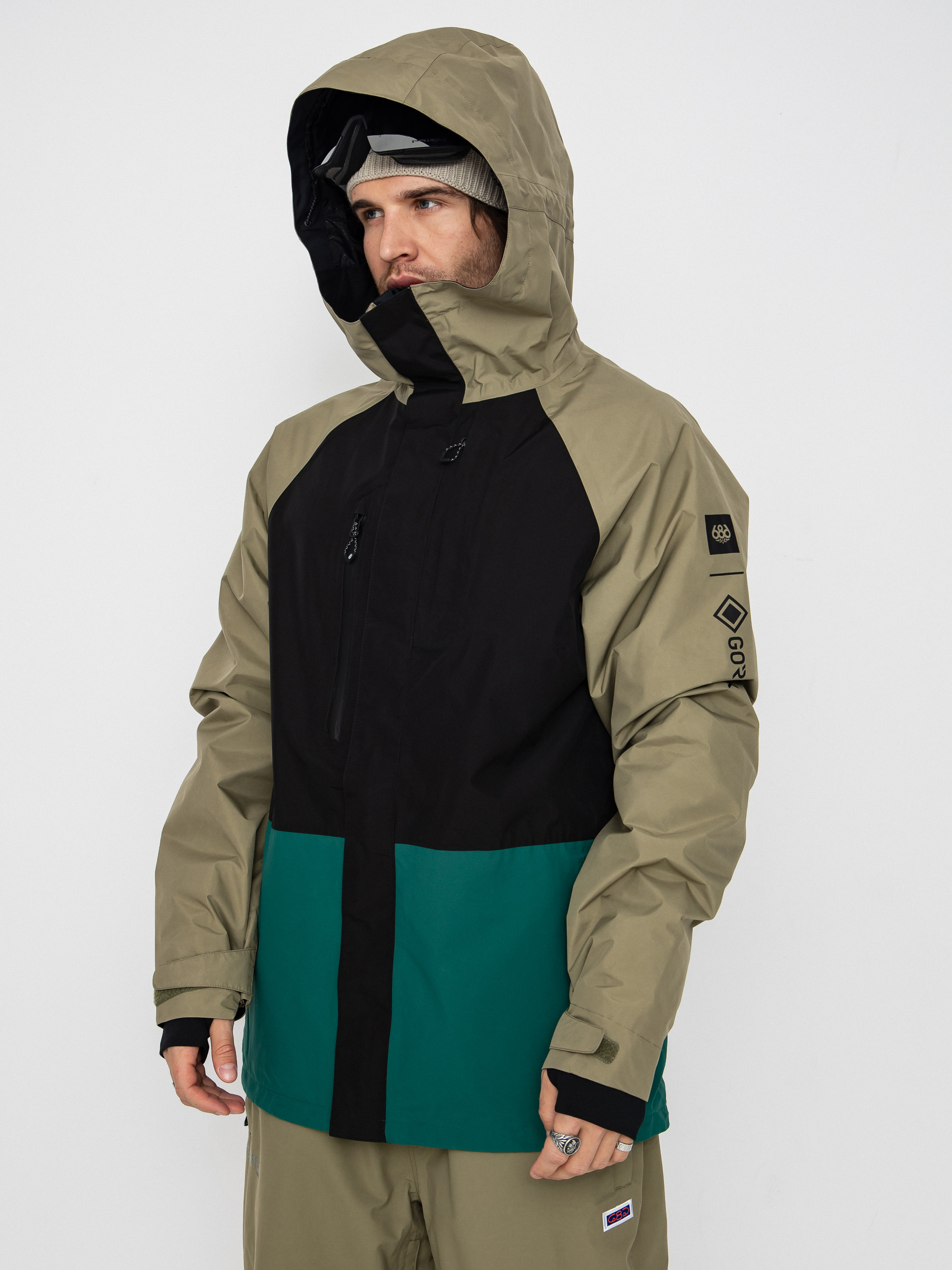 Férfi Snowboard dzseki 686 Gore-TeX Core (sage colorblock)