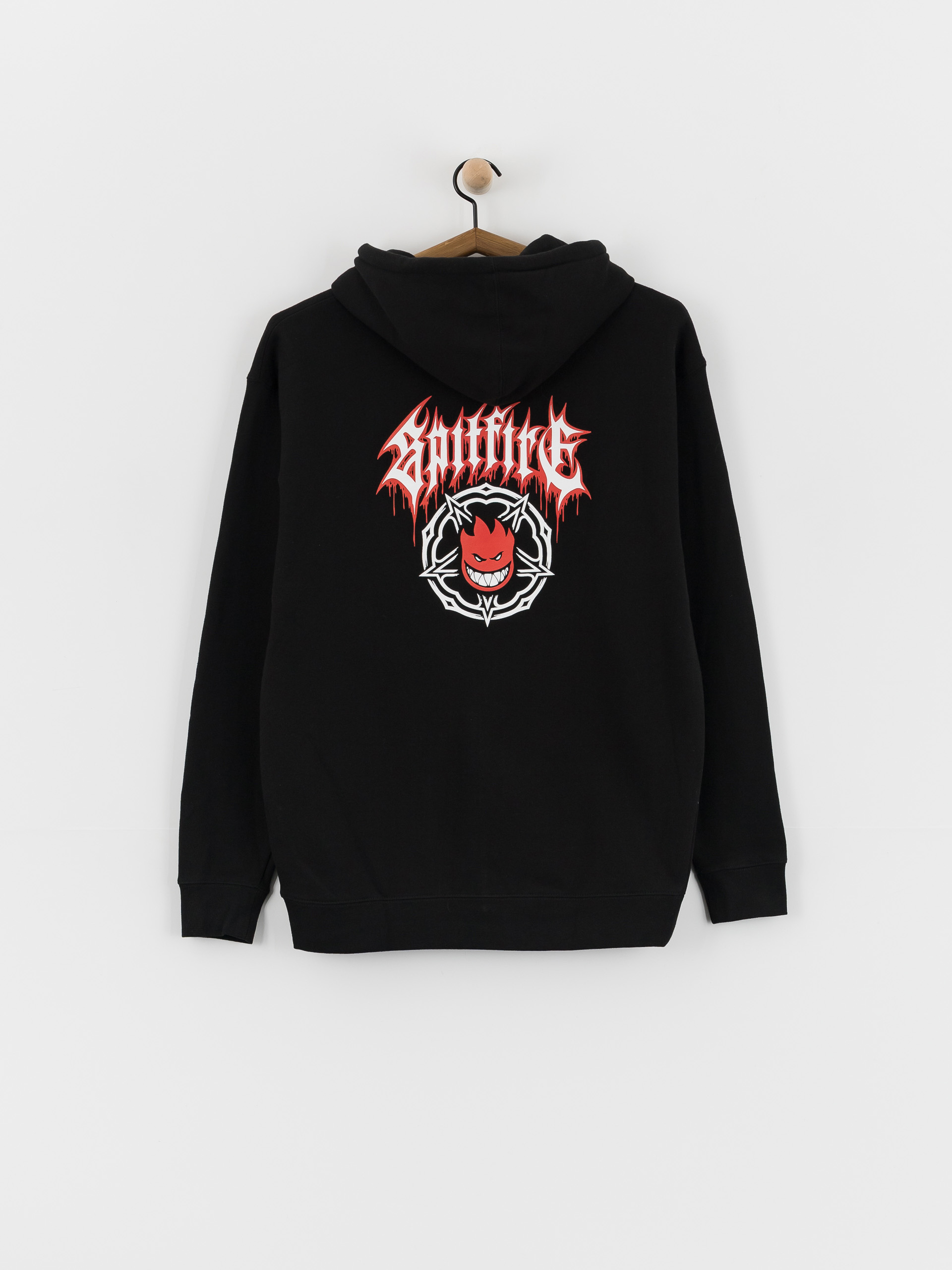 Spitfire Pentagram Drip Dbl ZHD Kapucnis pulóver (black w/red & white prints)