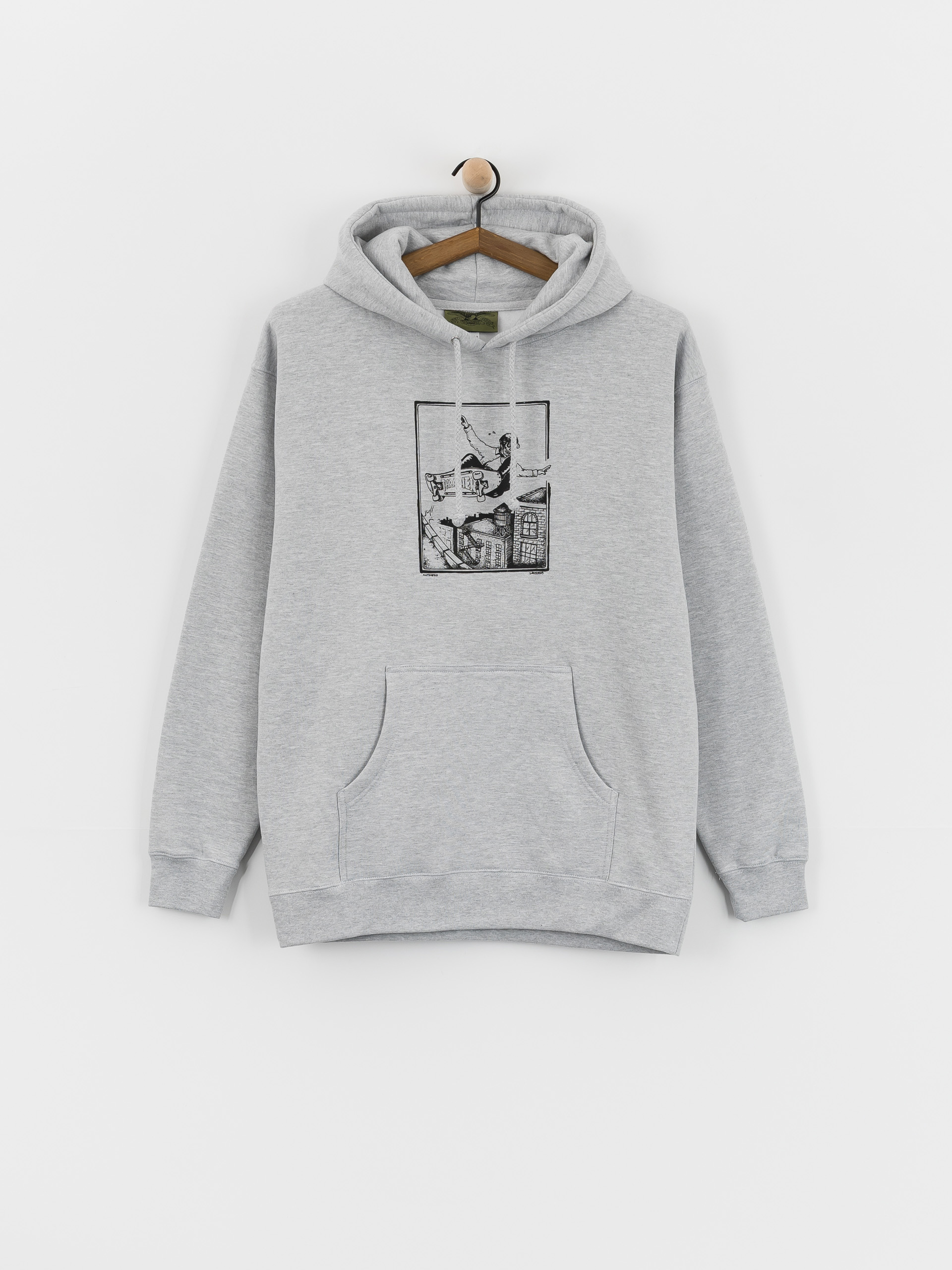 Antihero Phelps Lance HD Kapucnis pulóver (grey heather w/black print)