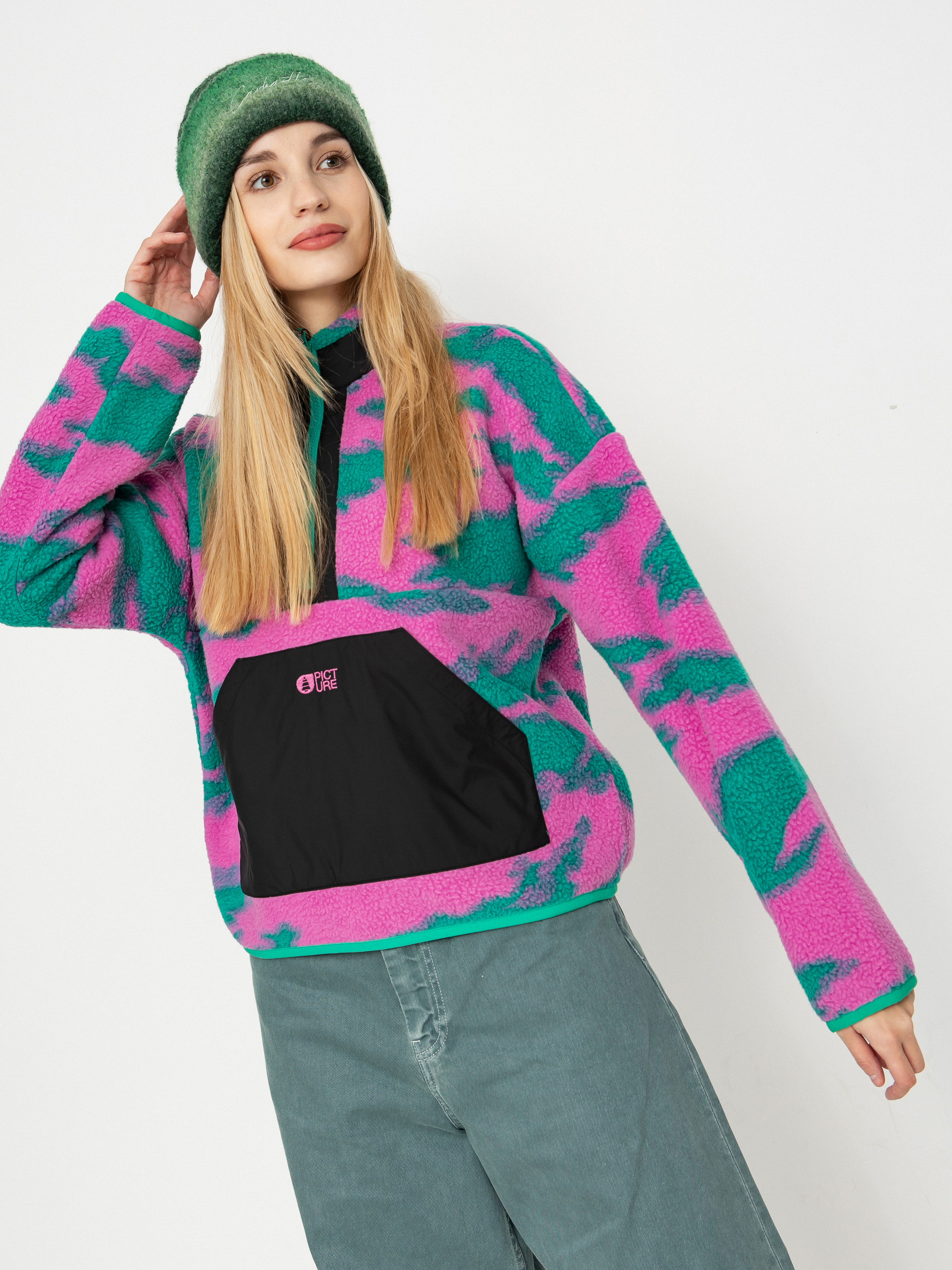 Picture Zelkova Printed 1/4 Zip Wmn Polár pulóver