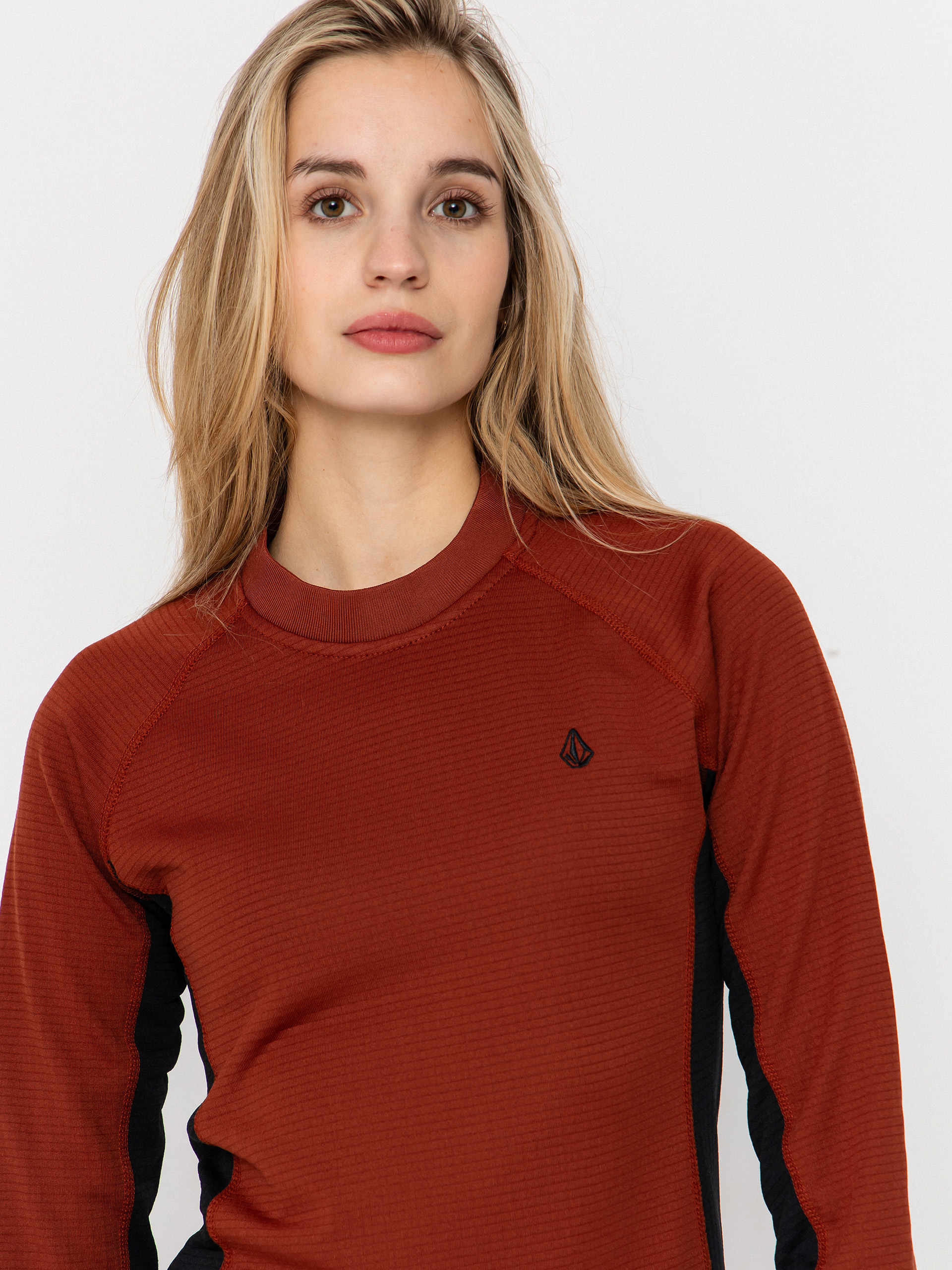 Női Volcom Gridlock Crew Neck Thermo pulóver (henna)