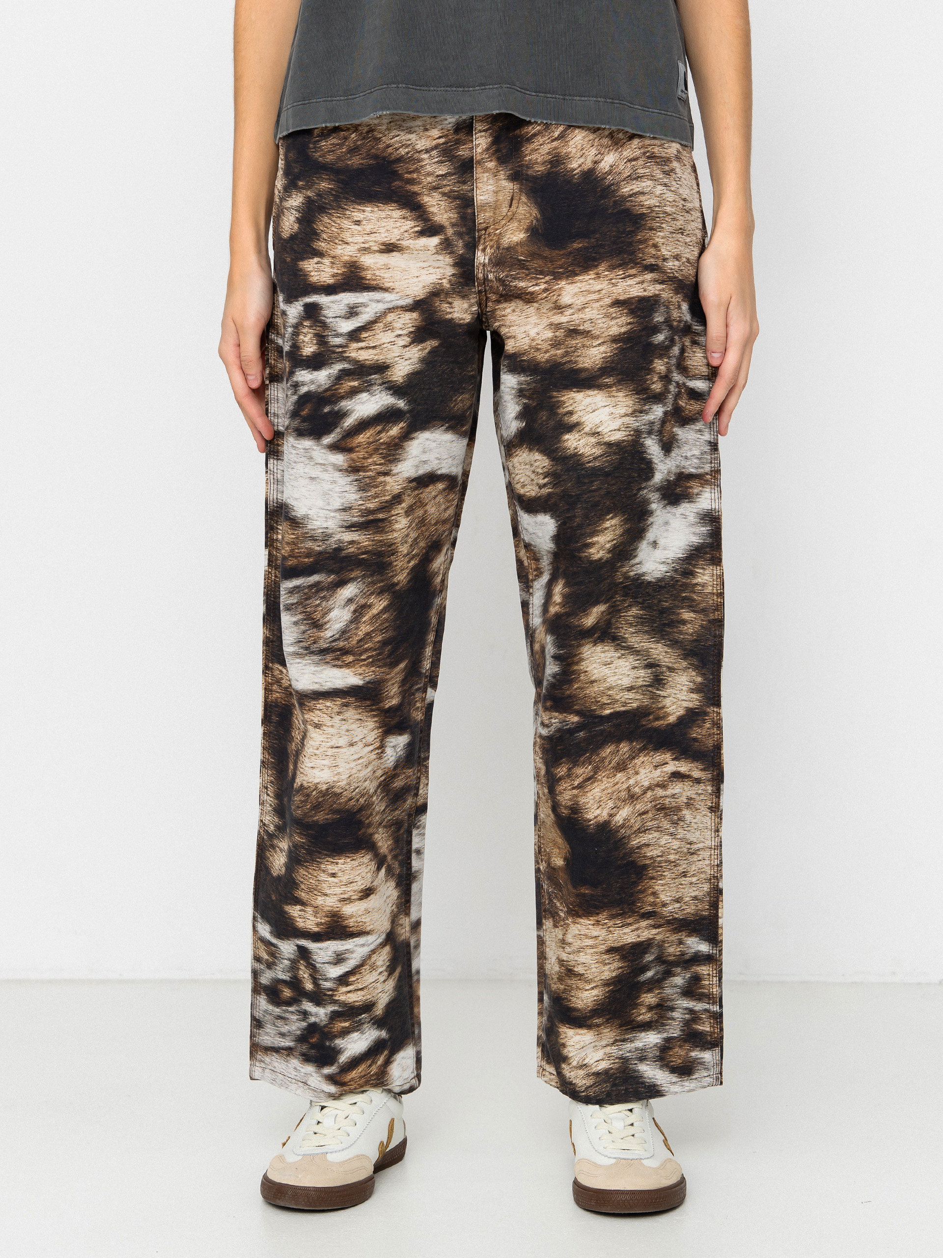 Kisnadru00e1g Carhartt WIP Brandon Single Knee Wmn (wild dog print/stone washed)