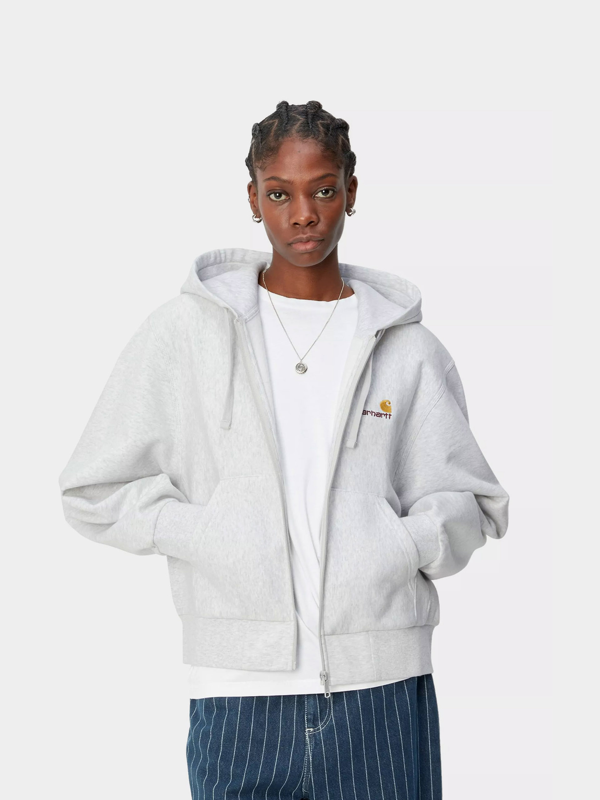 Kapucnis pulóver Carhartt WIP American Script ZHD Wmn (ash heather)