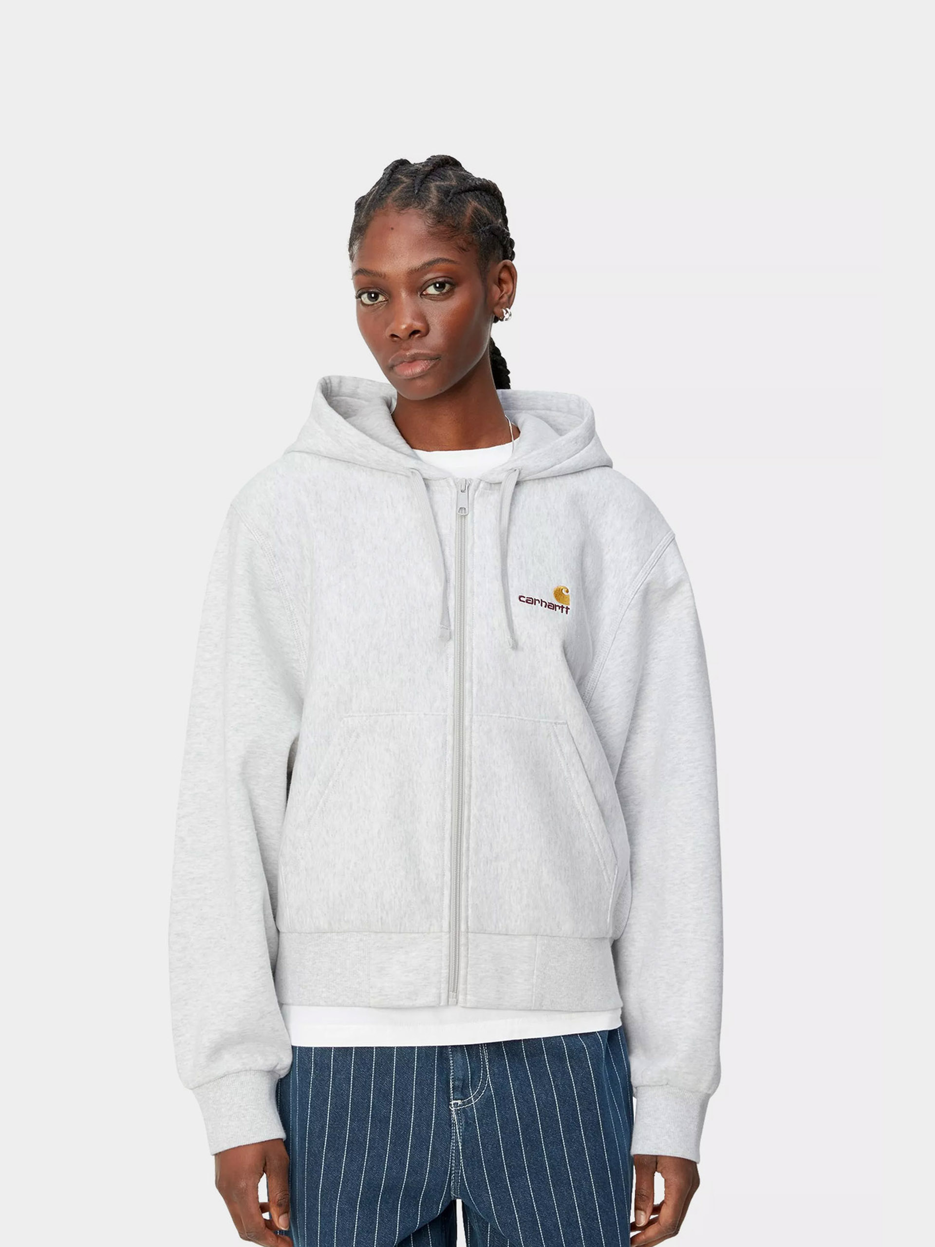 Kapucnis pulóver Carhartt WIP American Script ZHD Wmn (ash heather)