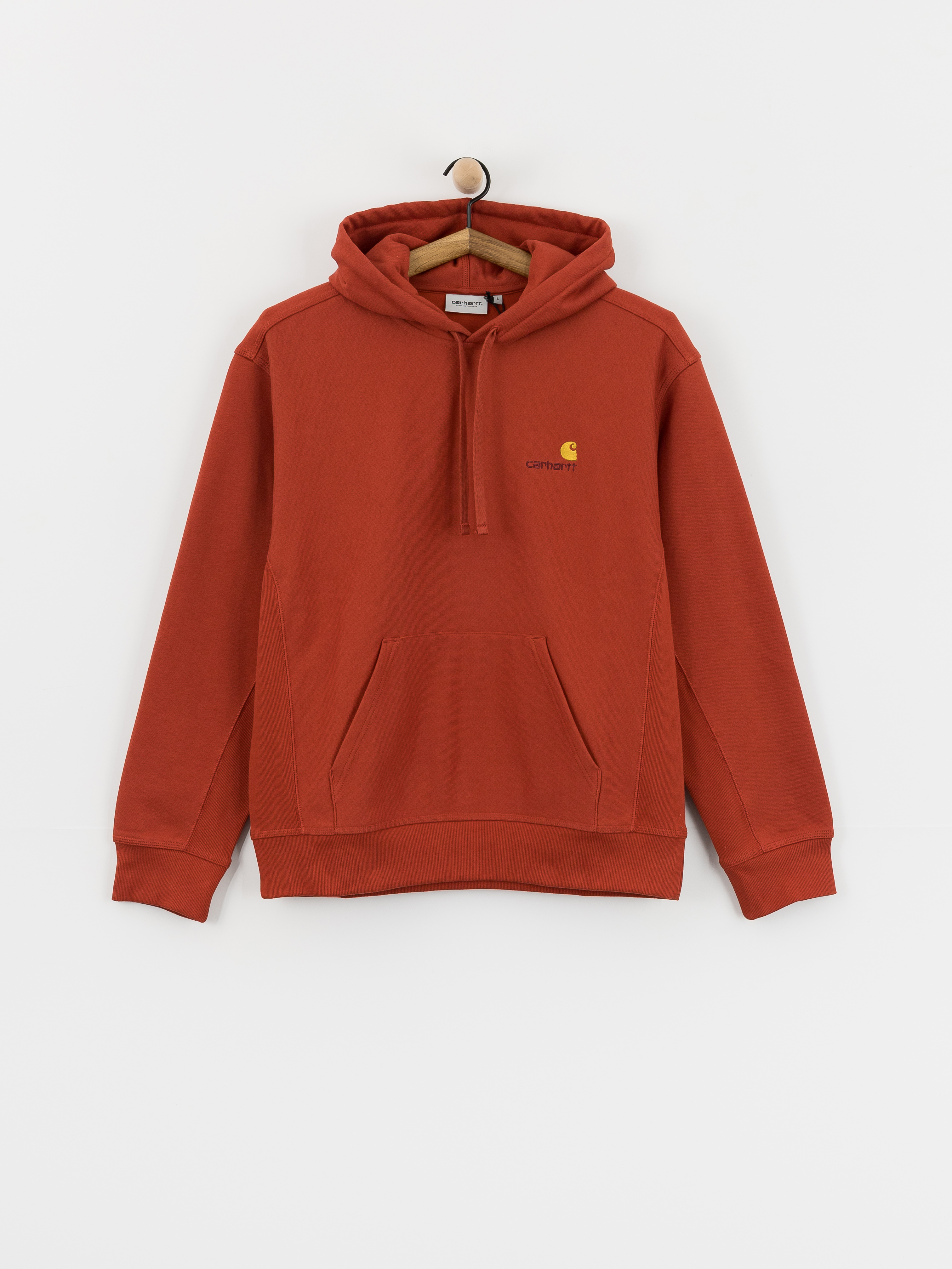 Kapucnis pulóver Carhartt WIP American Script HD (oxide red)